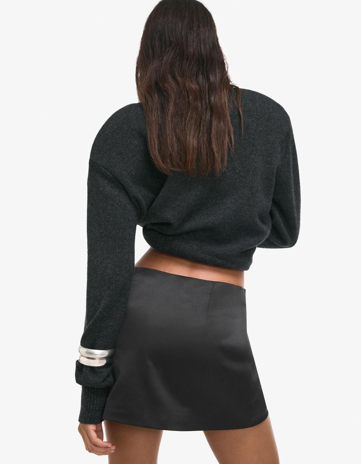 버쉬카 플로럴 새틴 블랙 미니 스커트 6184/710 BLACK - 상세 이미지 3