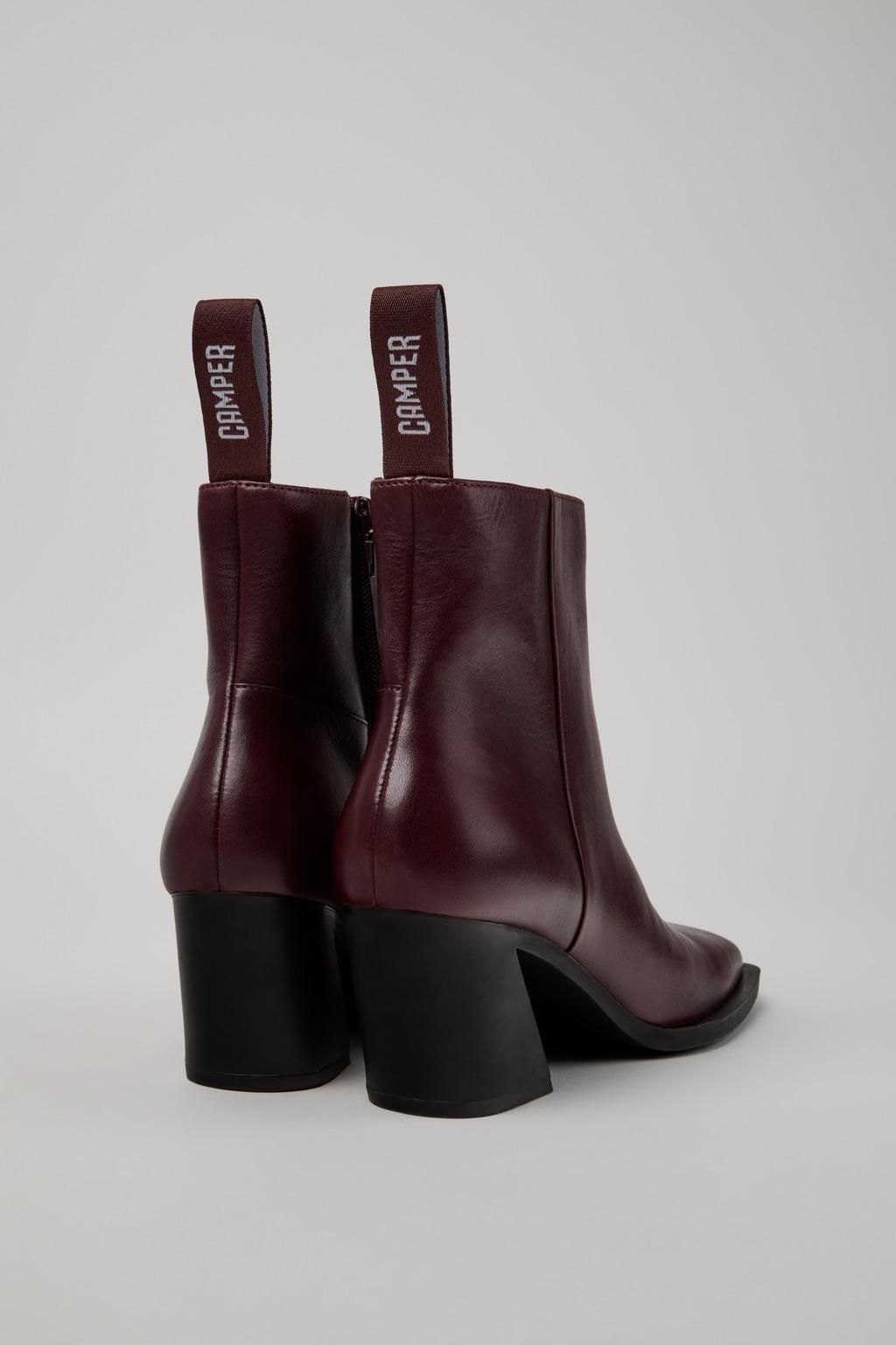 캠퍼 트렌디 스퀘어토 버건디 앵클 부츠 Karole K400581-012 BURGUNDY - 상세 이미지 3