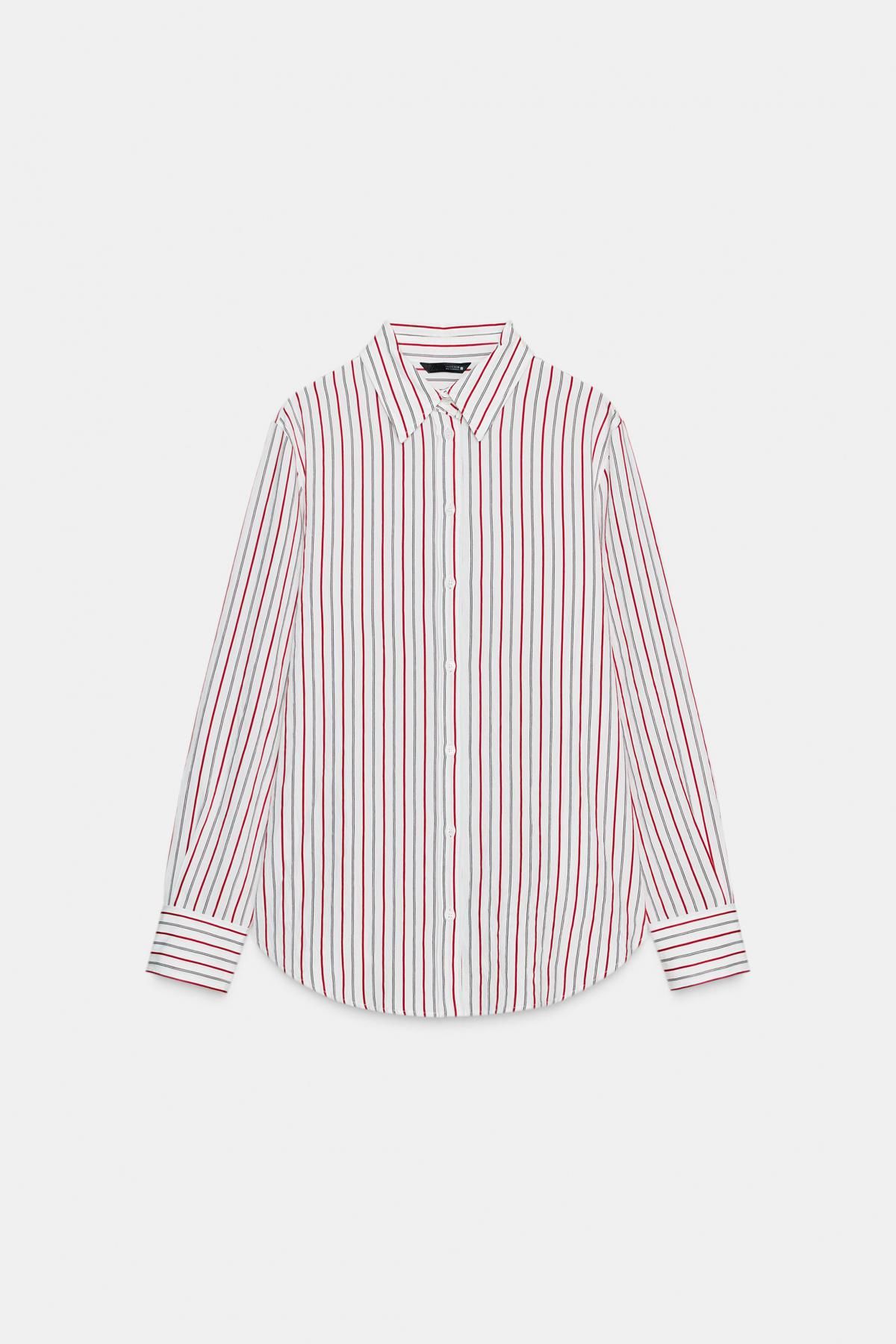 자라 오버사이즈 스트라이프 포플린 긴팔 셔츠 9152/605 WHITE / RED - 메인 이미지