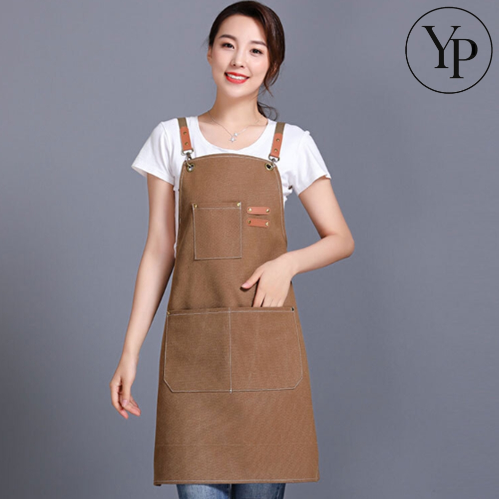 원피스형 캔버스 앞치마 공방 카페 꽃집 미술 데님 바리스타 작업복