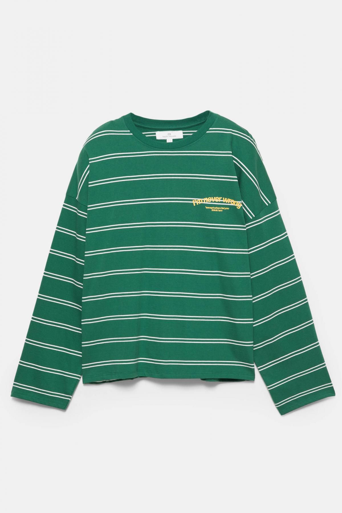 풀앤베어 오버핏 스트라이프 코튼 긴팔 티셔츠 7151/377 BOTTLE - 상품 이미지