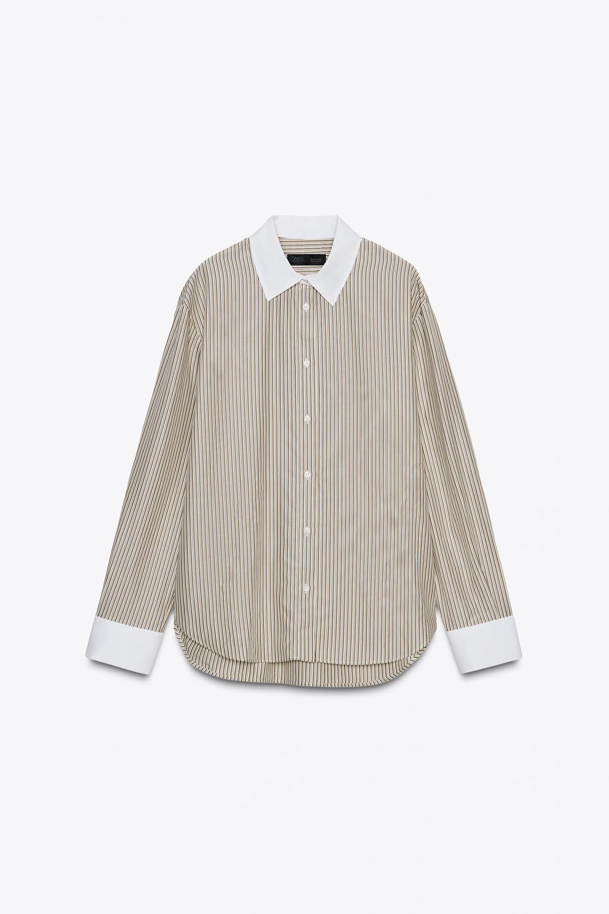 자라 컨트라스트 스트라이프 테크니컬 긴팔 셔츠 4043/254 STRIPED - 메인 이미지