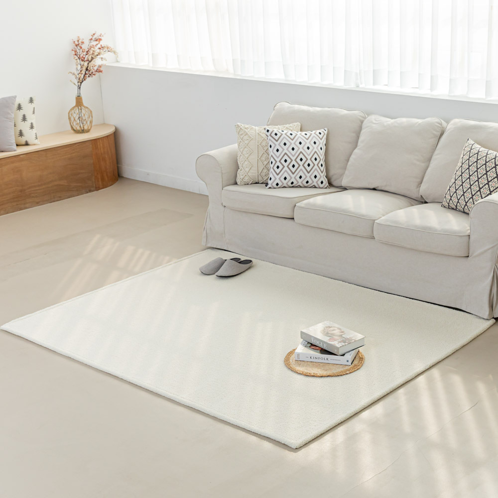 먼지없는 워셔블 장모 온감 러그 대형 거실 침실 원룸 노바 스노우화이트, 200x300