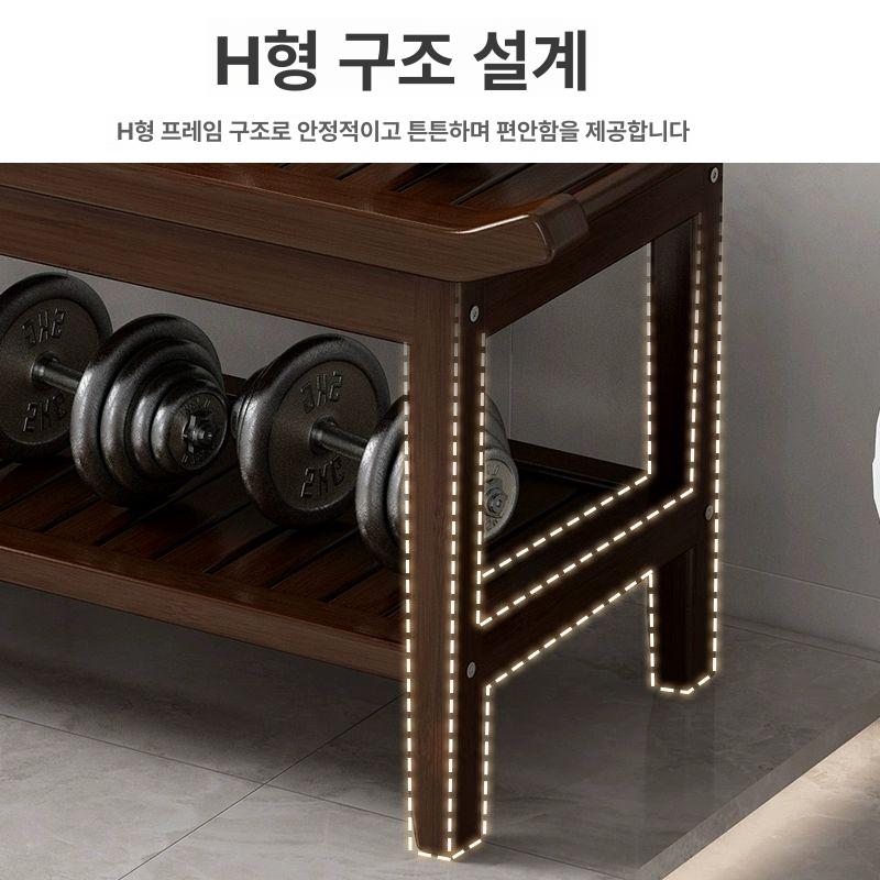 자연 목재 욕실 방수 사우나 의자 벤치 단계 샤워 50 곡선형 월넛 - 상세 이미지 5