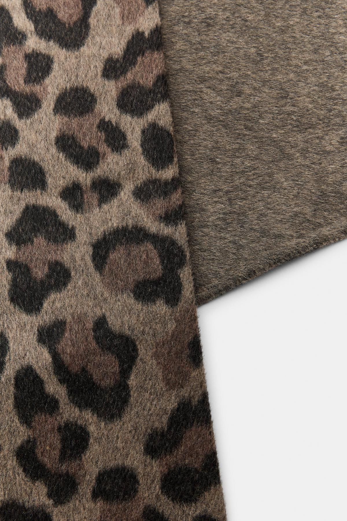 자라 애니멀 프린트 울블렌드 반다나 스카프 8491/208 LEOPARD - 상세 이미지 3