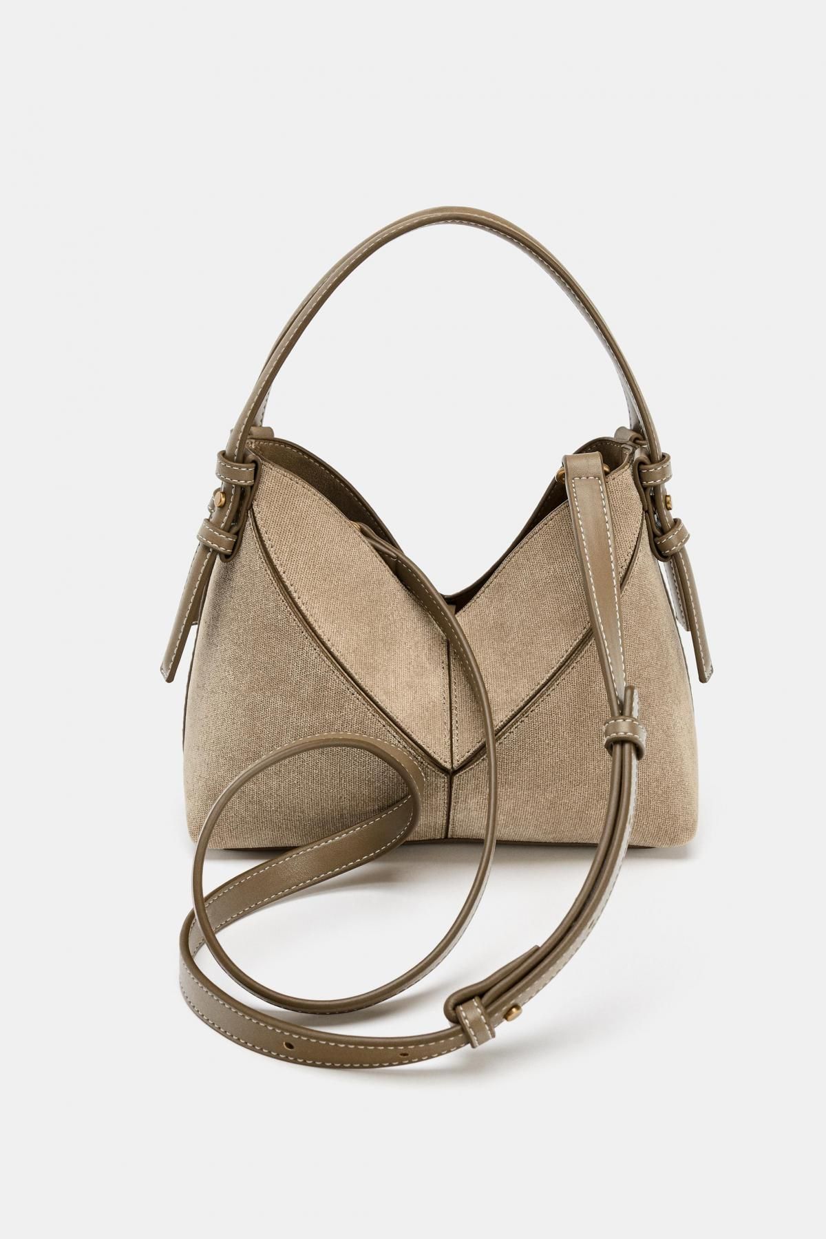 자라 베이직 스티치 미니 토트백 6640/610 SAND/BROWN - 상세 이미지 4