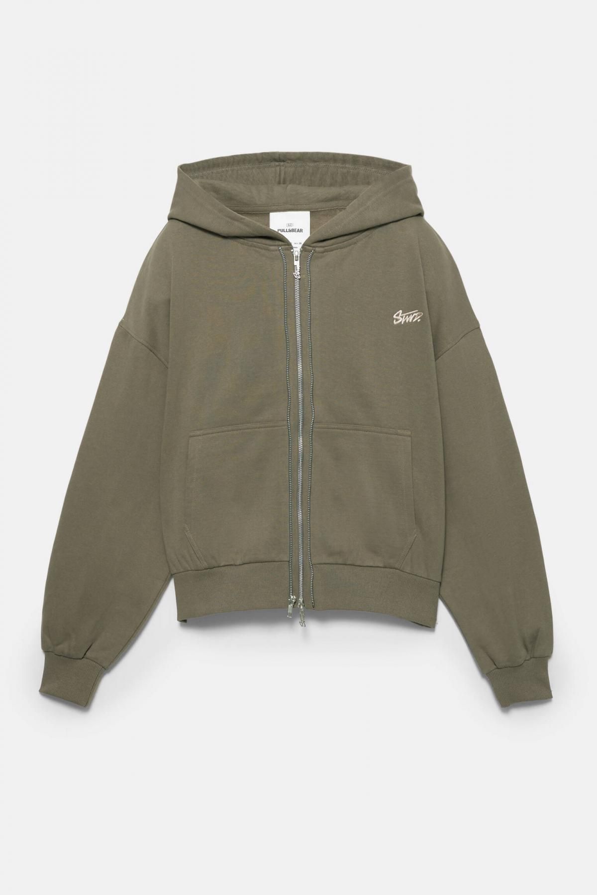풀앤베어 베이직 코튼 더블 집업 후드티 7560/333 GREEN/GREY - 메인 이미지