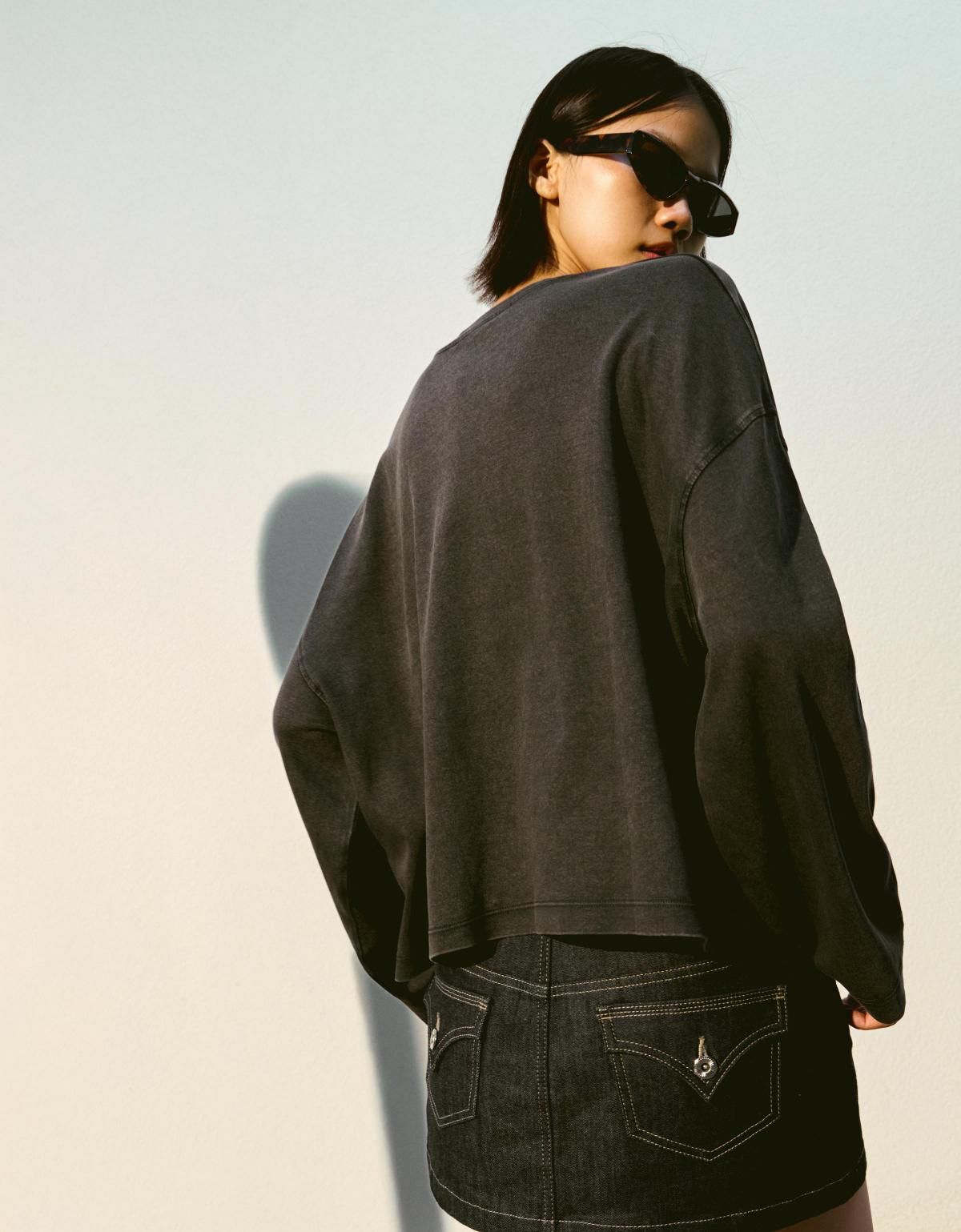 버쉬카 베이직 프린트 긴팔 티셔츠 7547/443 DARK GREY - 상세 이미지 5