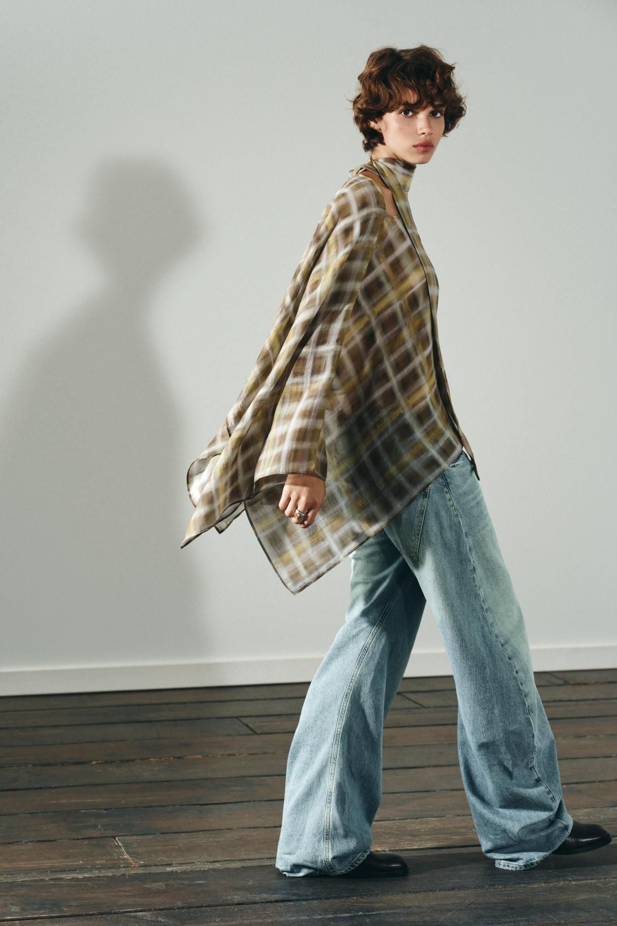 자라 체크 패턴 멀티컬러 스카프 케이프 2010/819 KHAKI - 상세 이미지 4