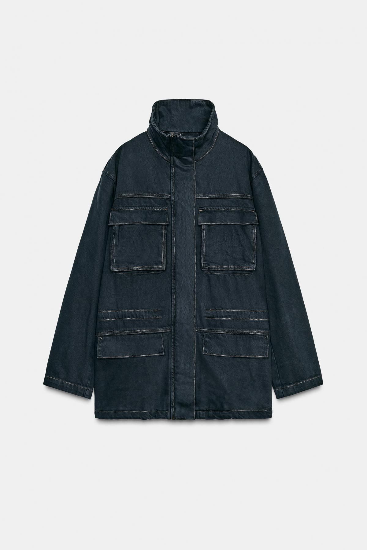 자라 테크니컬 하이넥 데님 포켓 재킷 8727/270 BLUE - 메인 이미지
