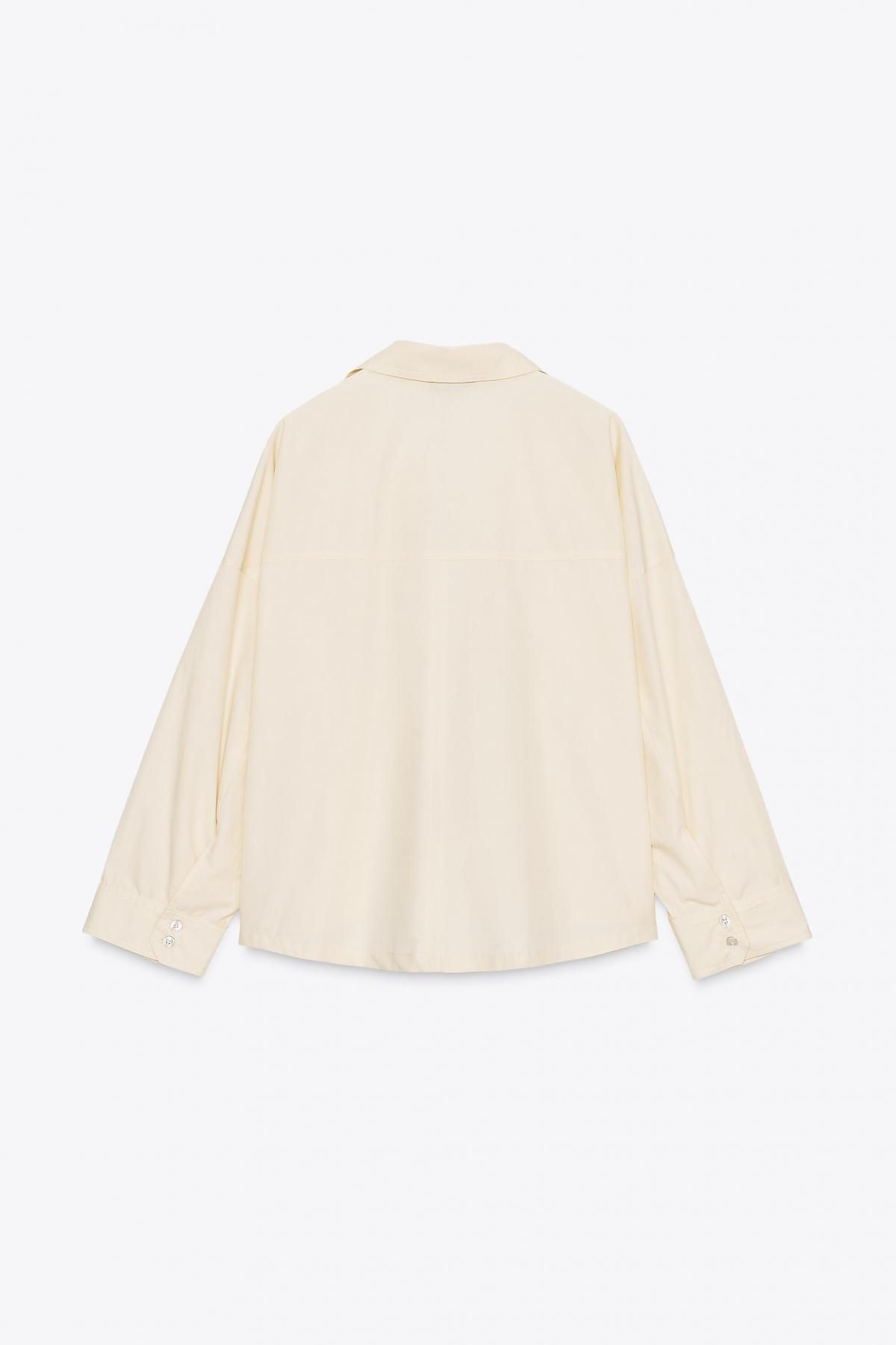 자라 미니멀 포플린 브이넥 버튼업 긴팔 셔츠 8382/593 LIGHT YELLOW - 상세 이미지 4