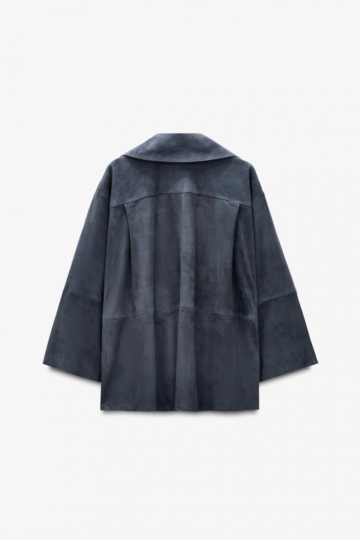 자라 스웨이드 레더 브이넥 포켓 긴팔 셔츠 6098/912 ANTHRACITE GREY - 상세 이미지 3