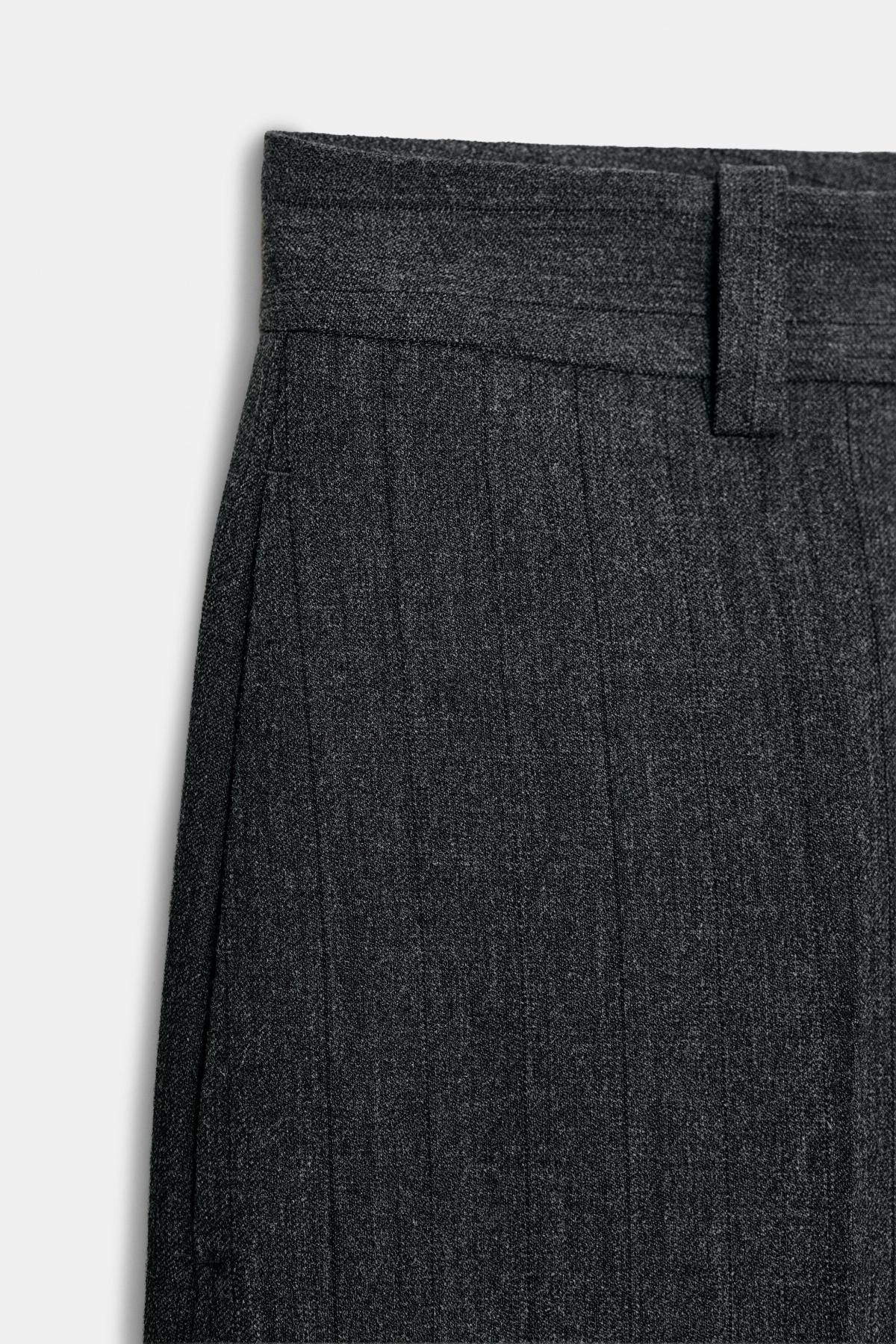 자라 테크니컬 텍스처 울 블렌드 와이드 팬츠 8682/873 GREY MARL - 상세 이미지 5
