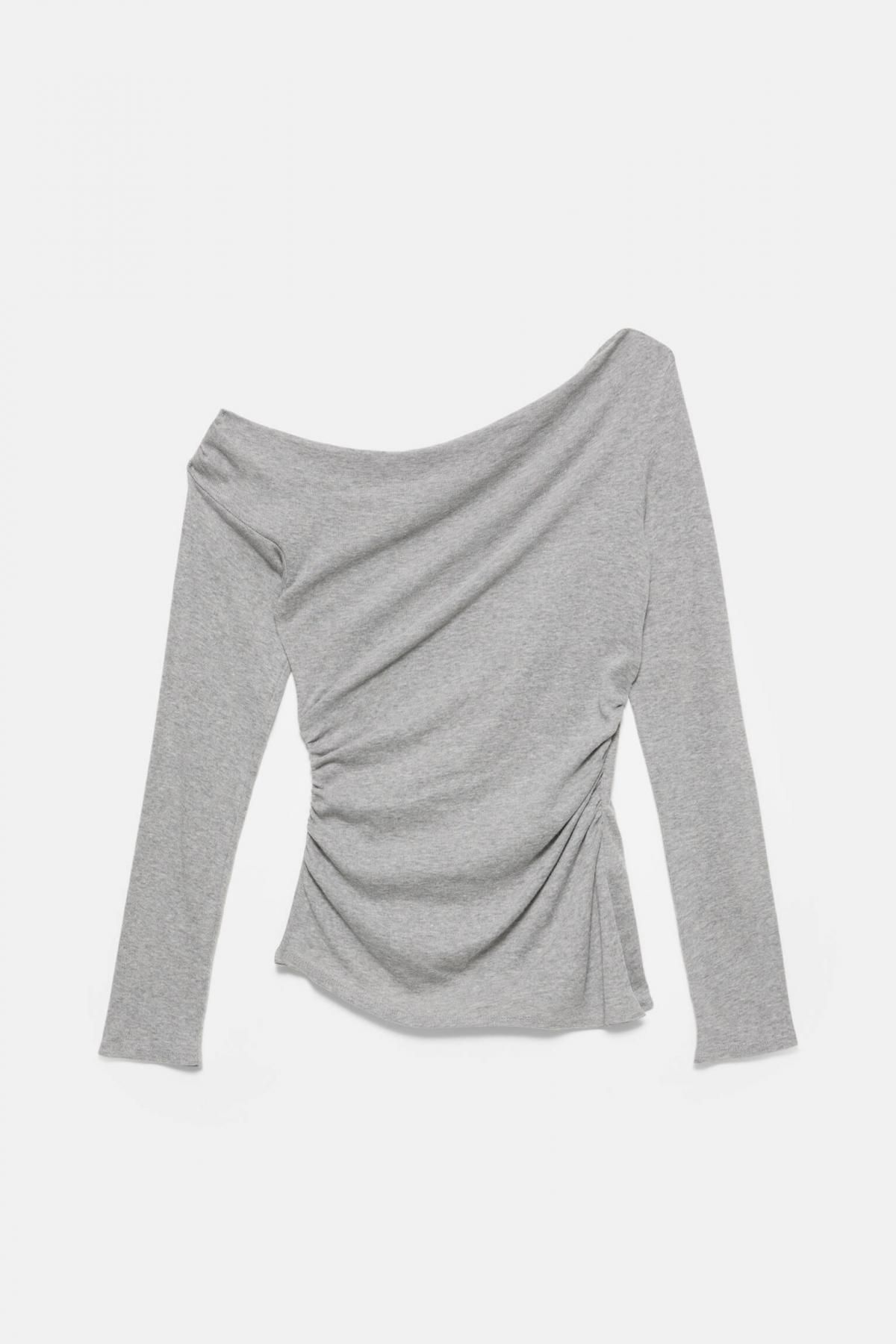 풀앤베어 어반 언발란스 드레이프 긴팔 티셔츠 7152/340 GREY MARL - 메인 이미지
