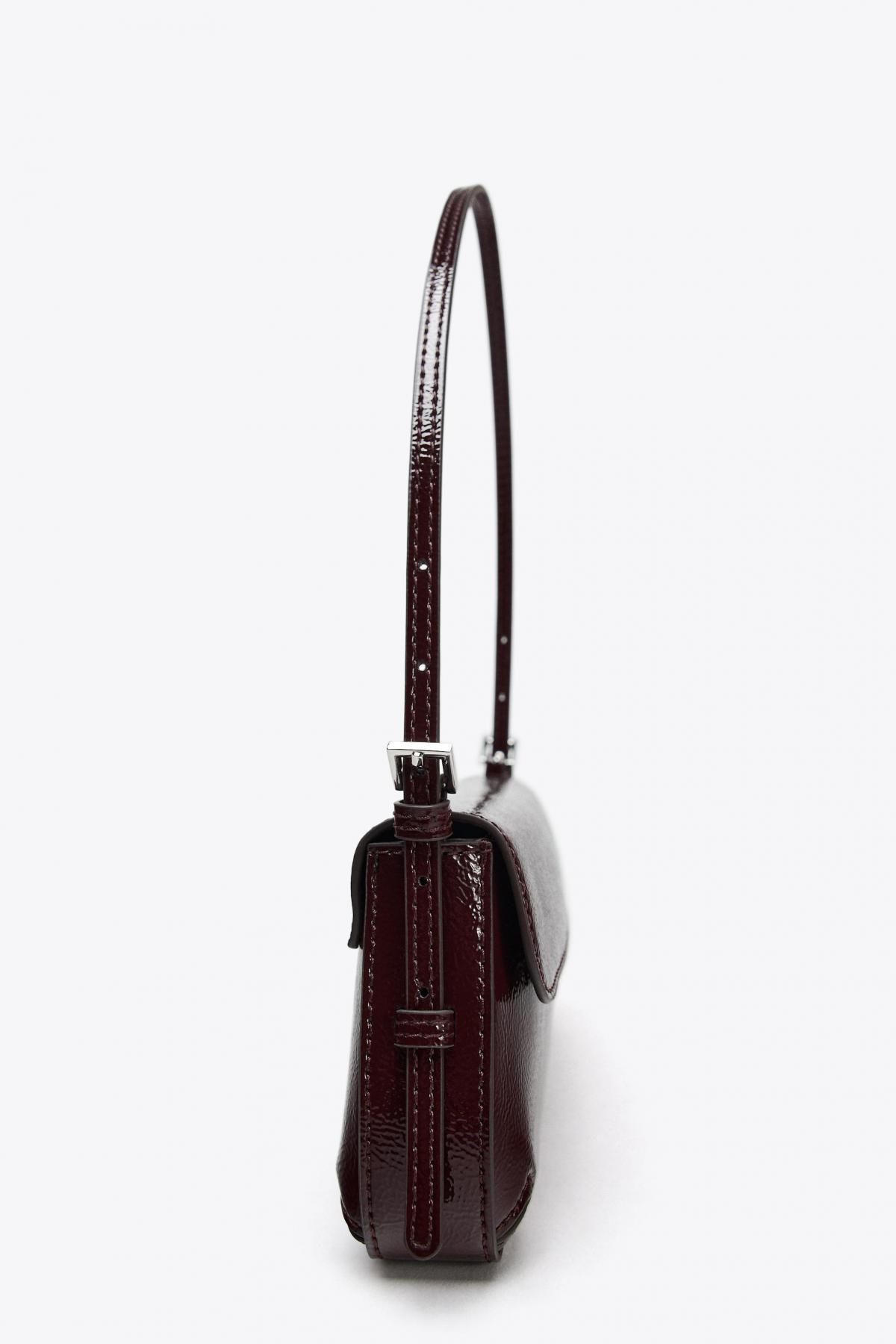 자라 페이턴트 플랩 미니 숄더백 6565/610 BURGUNDY RED - 상세 이미지 5