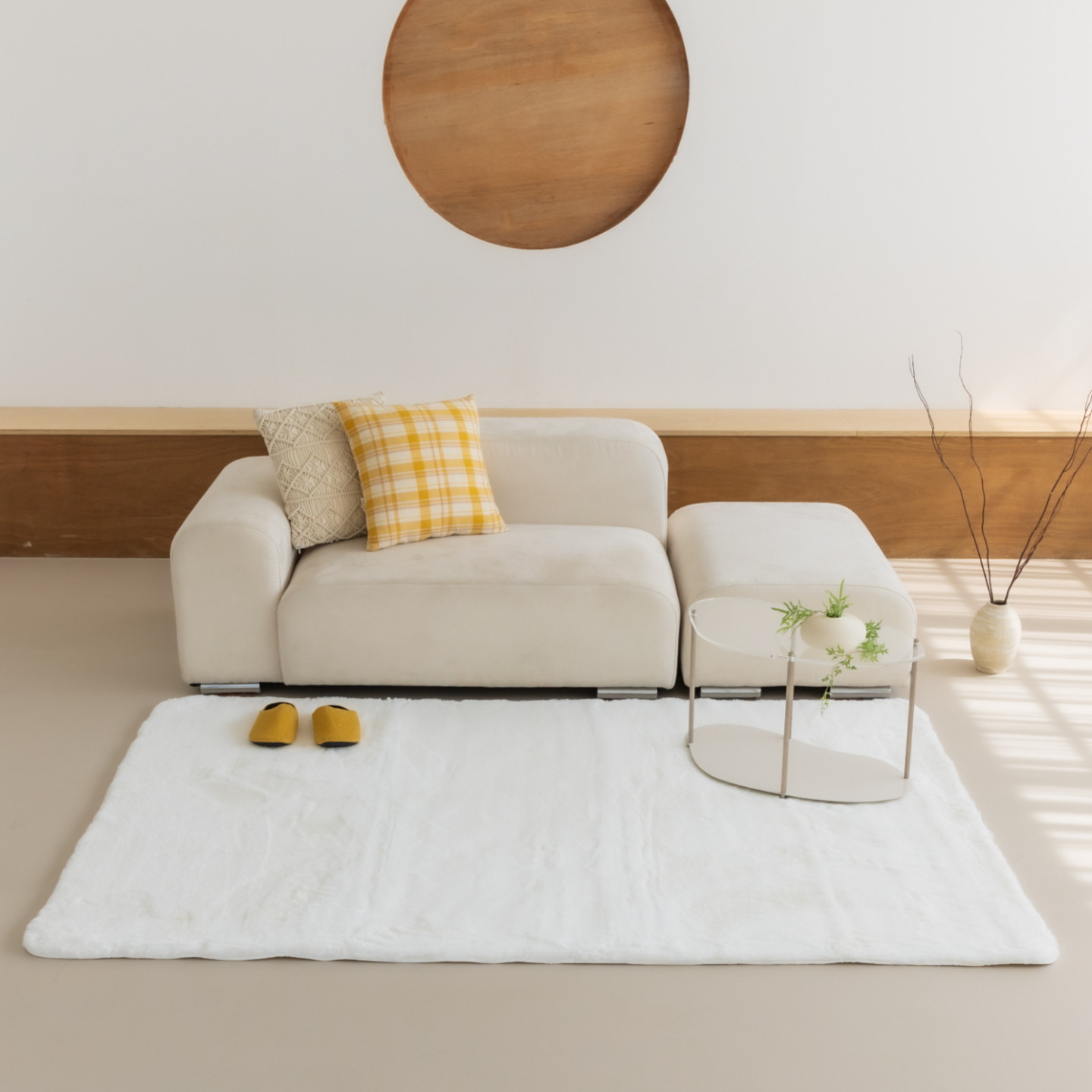 먼지없는 워셔블 장모 온감 러그 대형 거실 침실 원룸 에코퍼 화이트, 100x150