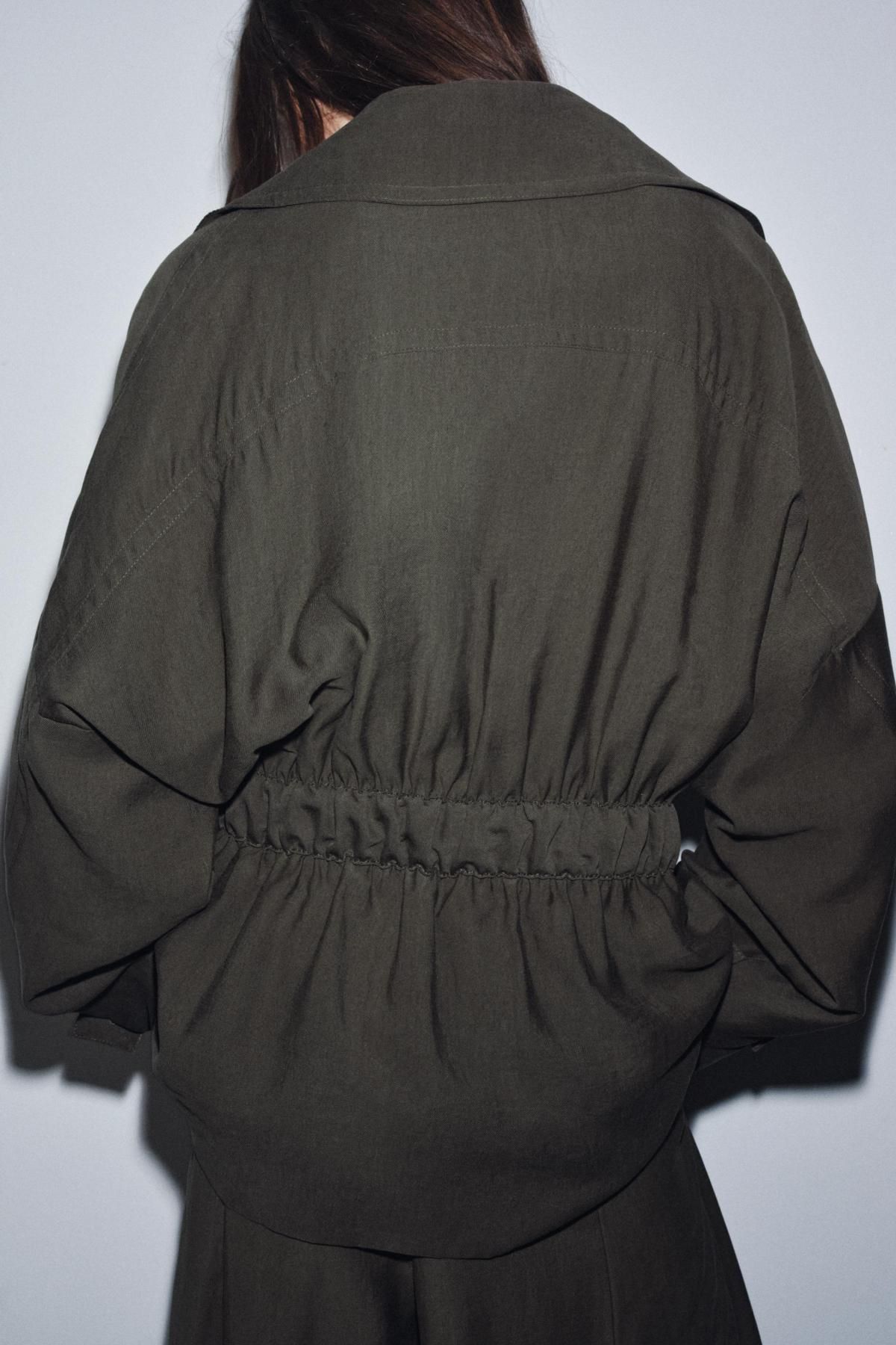 자라 카키 테크니컬 플루이드 벨티드 테일러드 재킷 6136/244 BROWN / TAUPE - 상세 이미지 4
