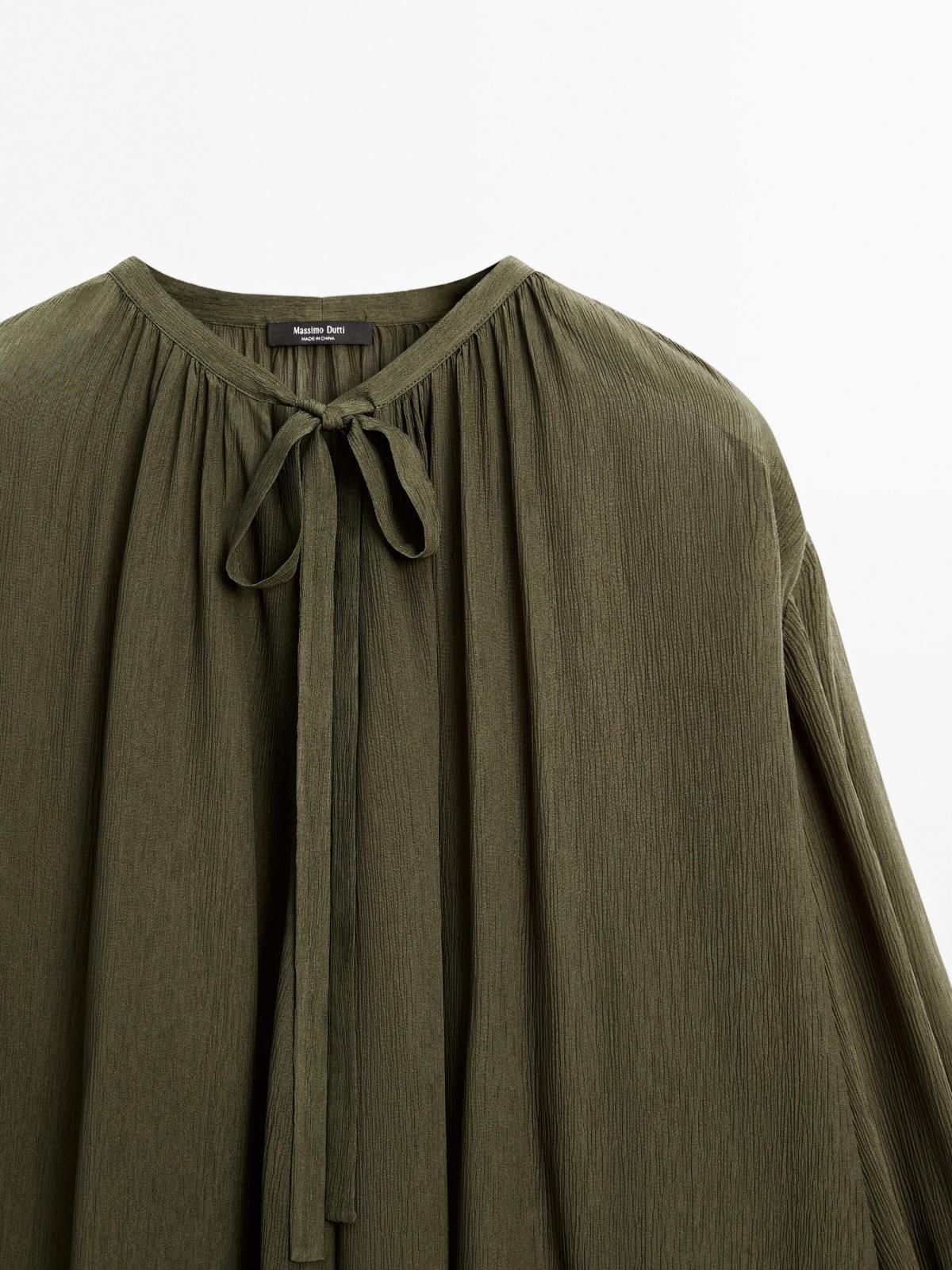 마시모두띠 세미시어 리본타이 케이프 블라우스 5148/748 DARK GREEN - 상세 이미지 4