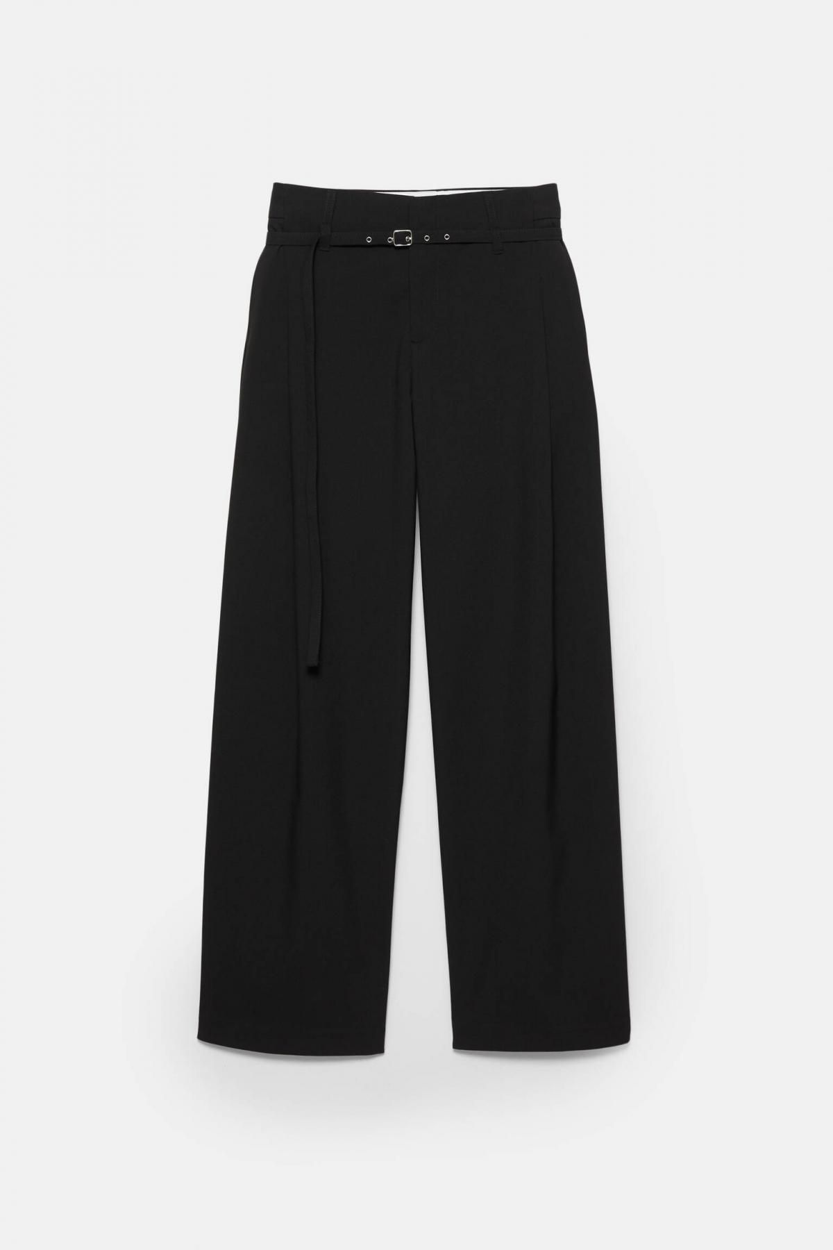 풀앤베어 하이웨이스트 스트레이트 벨티드 슬랙스 팬츠 7674/334 BLACK - 상품 이미지