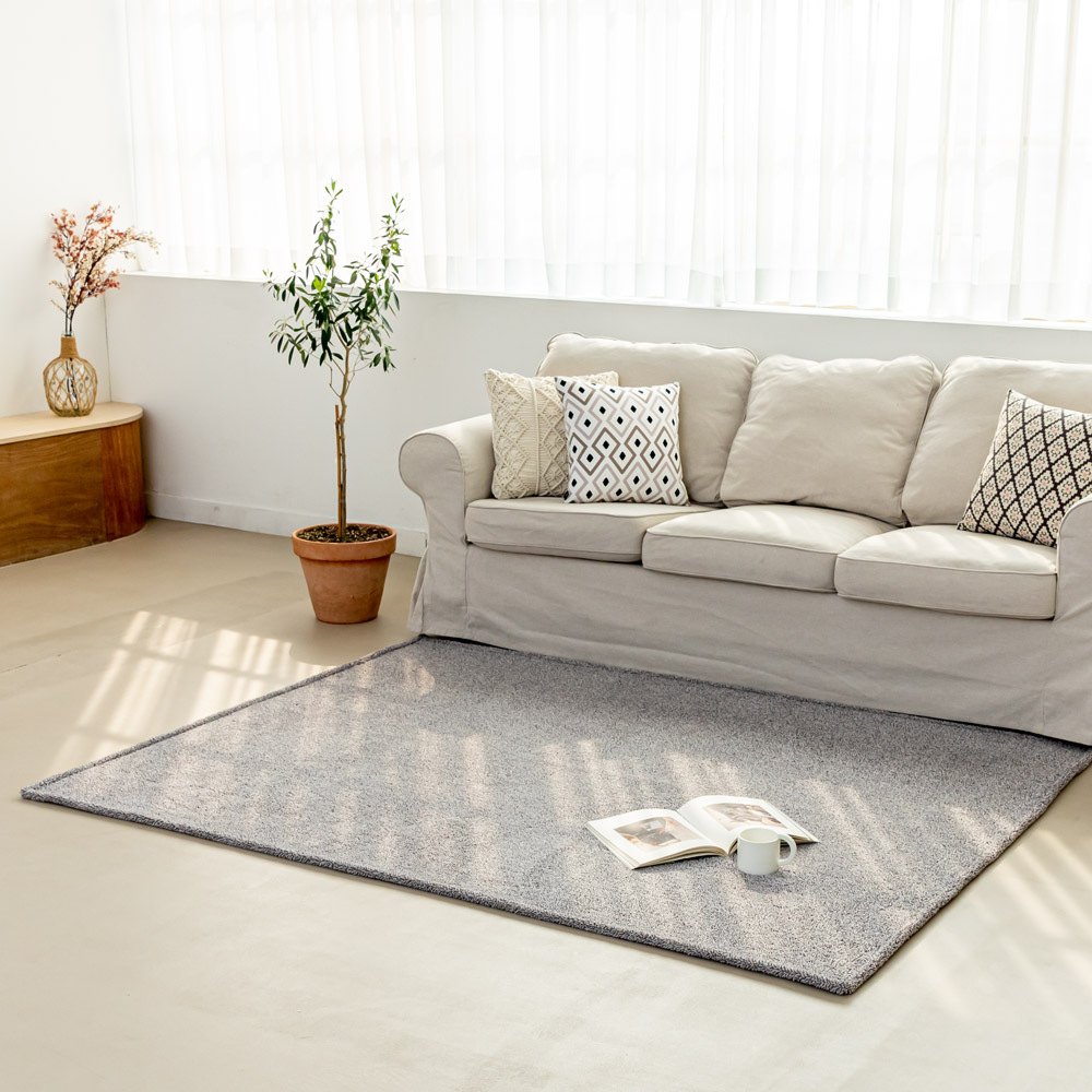 먼지없는 워셔블 장모 온감 러그 대형 거실 침실 원룸 노바 다크그레이, 200x300