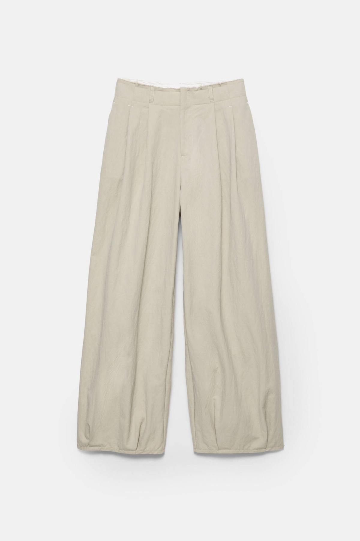 풀앤베어 테크니컬 프레이드 플리츠 와이드 슬랙스 팬츠 7675/396 BEIGE - 상품 이미지