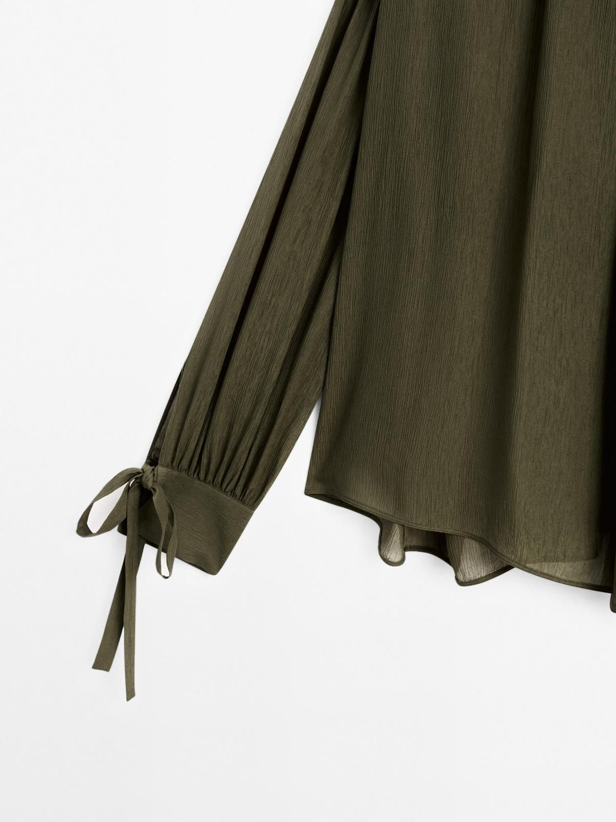 마시모두띠 세미시어 리본타이 케이프 블라우스 5148/748 DARK GREEN - 상세 이미지 3