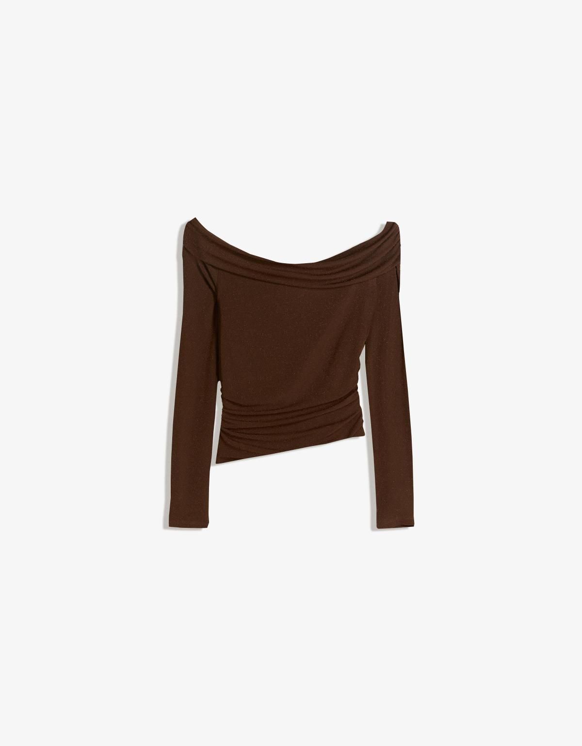 버쉬카 쉬머리 텍스처 오프숄더 긴팔 탑 8785/710 BROWN - 상세 이미지 5