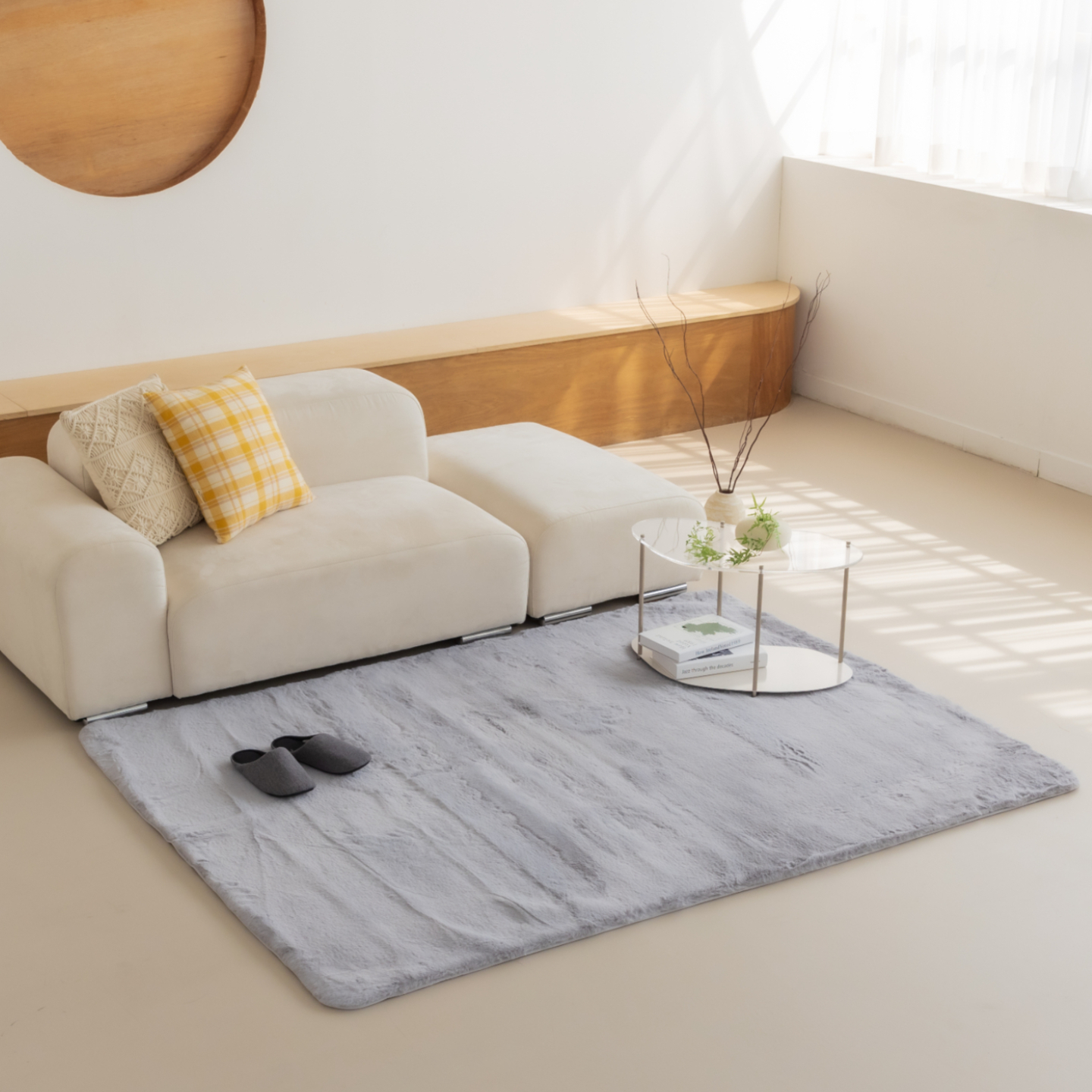 먼지없는 워셔블 장모 온감 러그 대형 거실 침실 원룸 에코퍼 그레이, 170x230