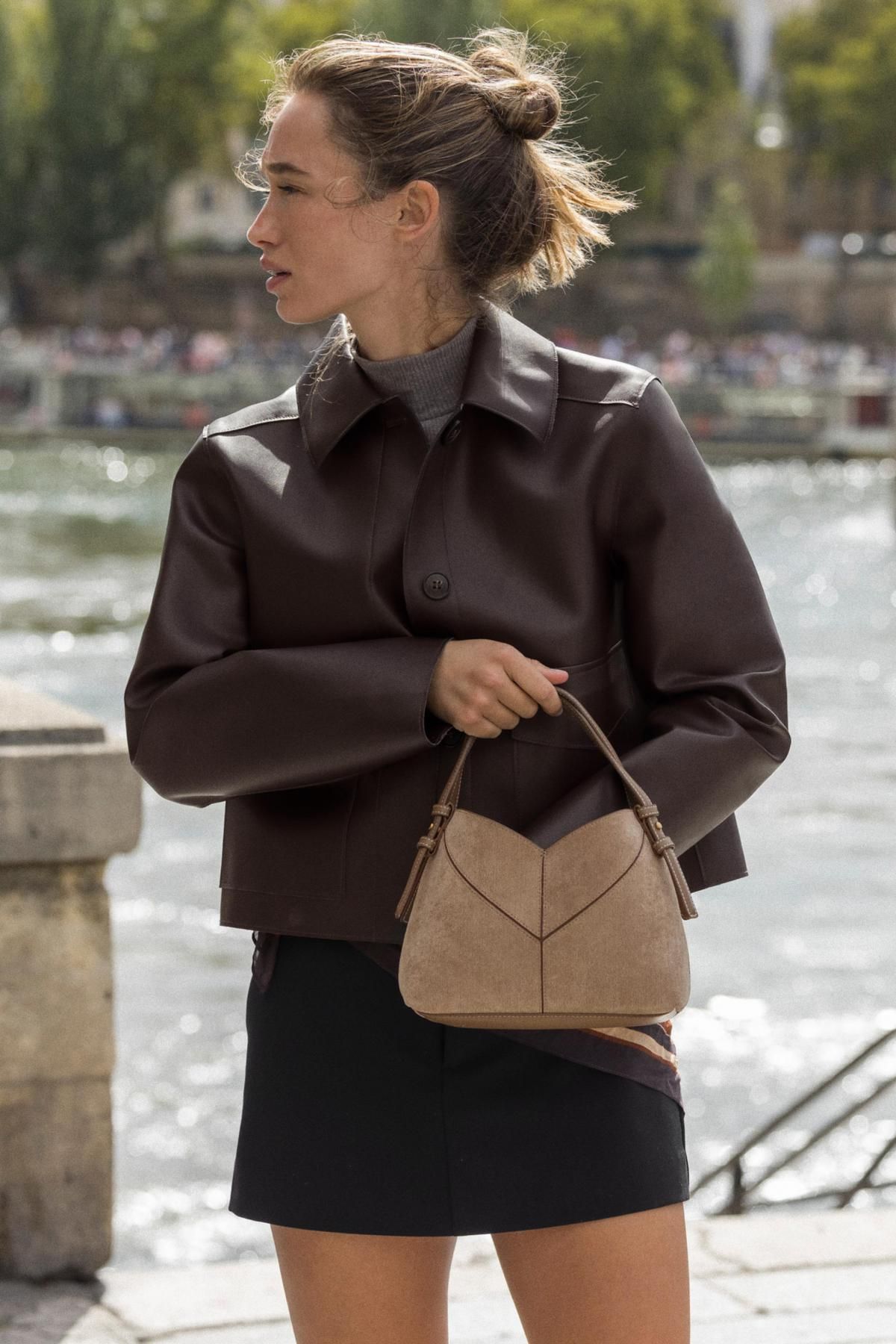 자라 베이직 스티치 미니 토트백 6640/610 SAND/BROWN - 상세 이미지 3