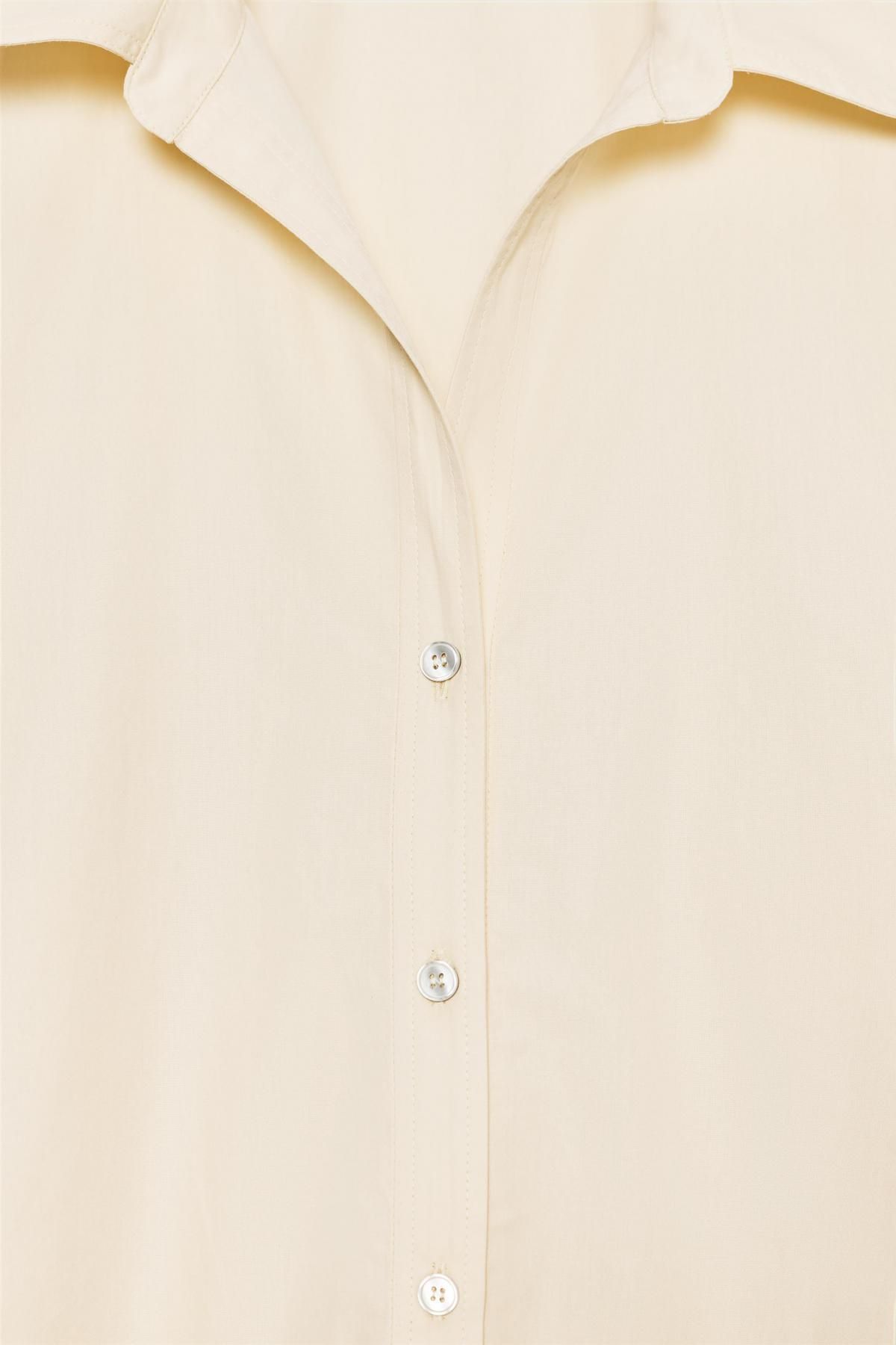 자라 미니멀 포플린 브이넥 버튼업 긴팔 셔츠 8382/593 LIGHT YELLOW - 상세 이미지 5