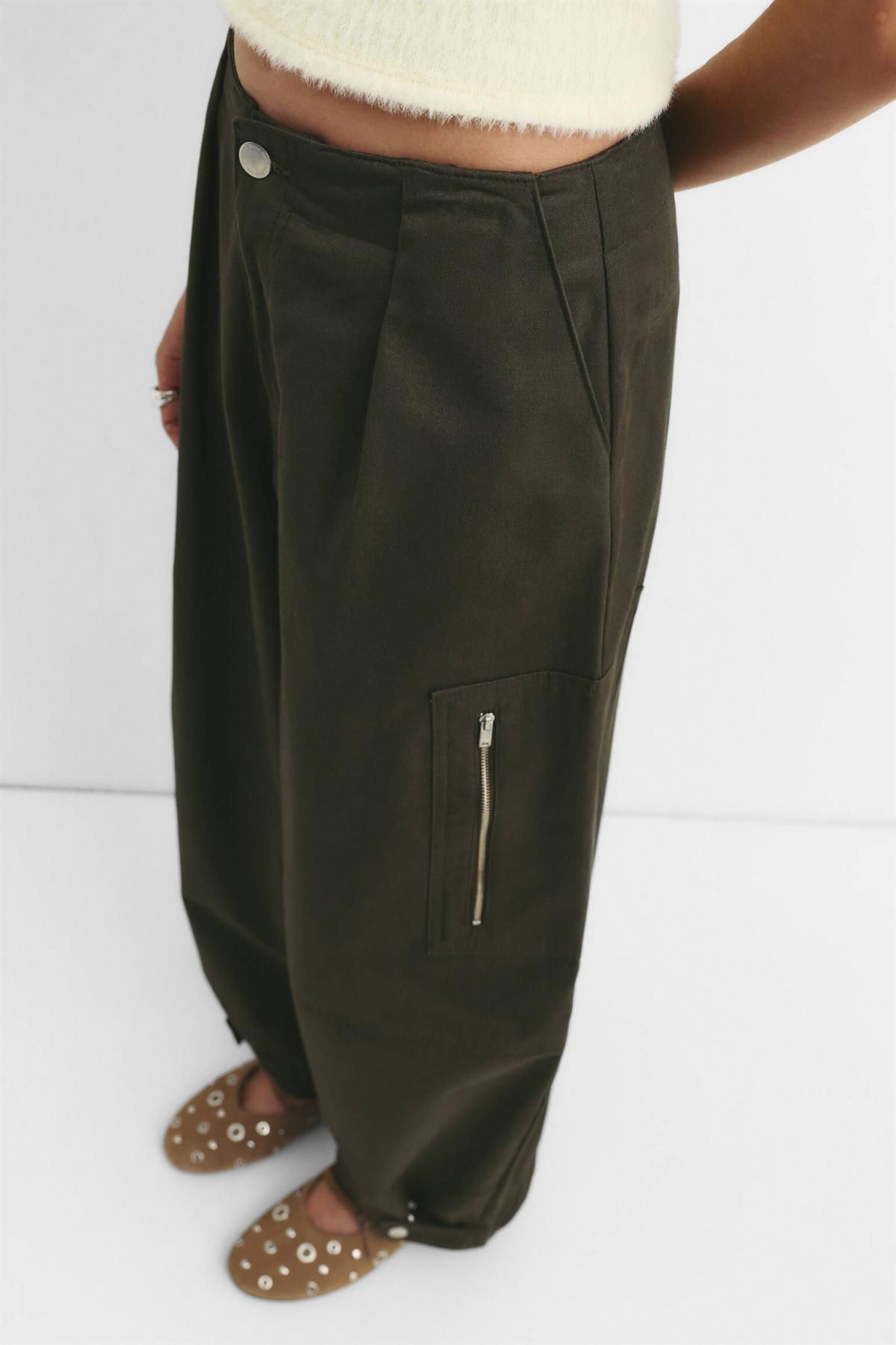 풀앤베어 카고 벌룬핏 플리츠 팬츠 7675/395 KHAKI - 상세 이미지 4