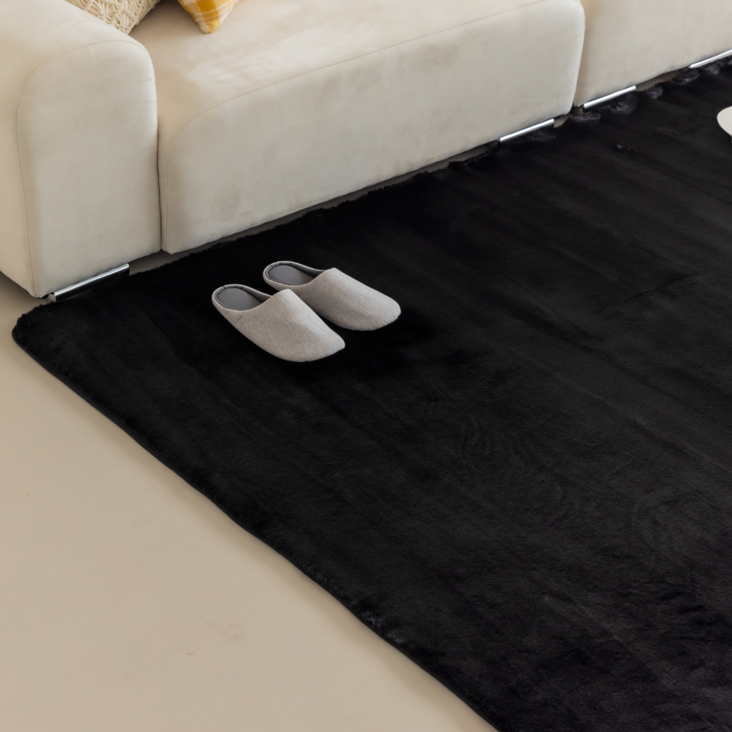 먼지없는 워셔블 장모 온감 러그 대형 거실 침실 원룸 에코퍼 블랙, 원형 100