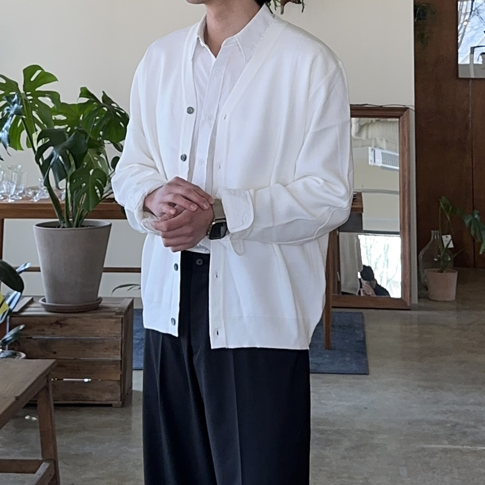 남자 가디건 오버핏 비스코스 위셔블 정장 남자 니트가디건 - 상세 이미지 4