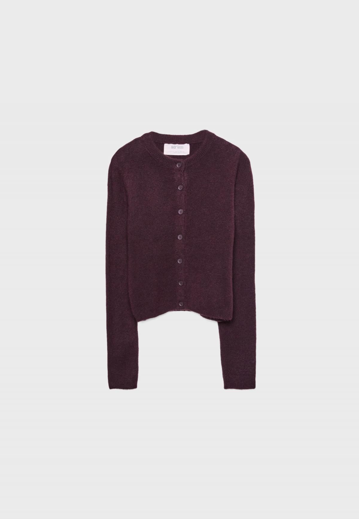 스트라디바리우스 버건디 라운드넥 버튼업 니트 가디건 8559/320 BURGUNDY - 메인 이미지
