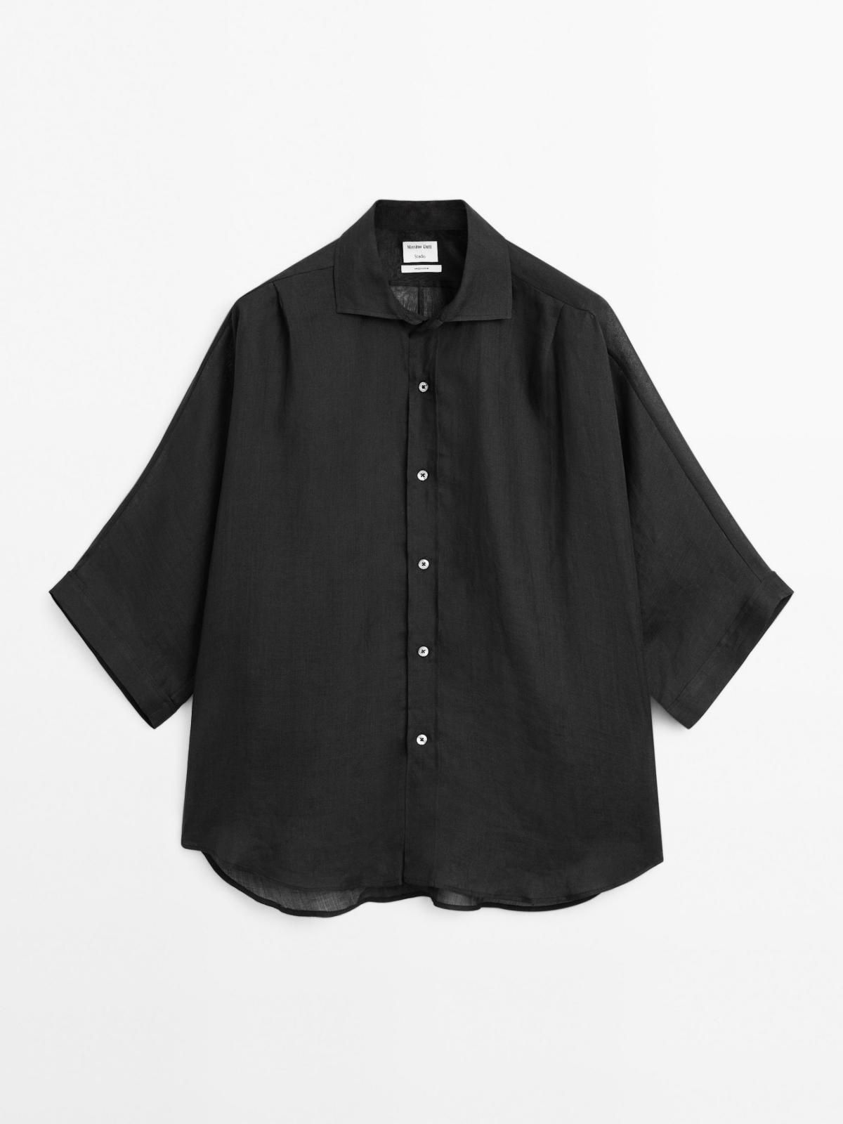 마시모두띠 테크니컬 내추럴 라미 배트윙 반팔 셔츠 9473/952 BLACK - 메인 이미지