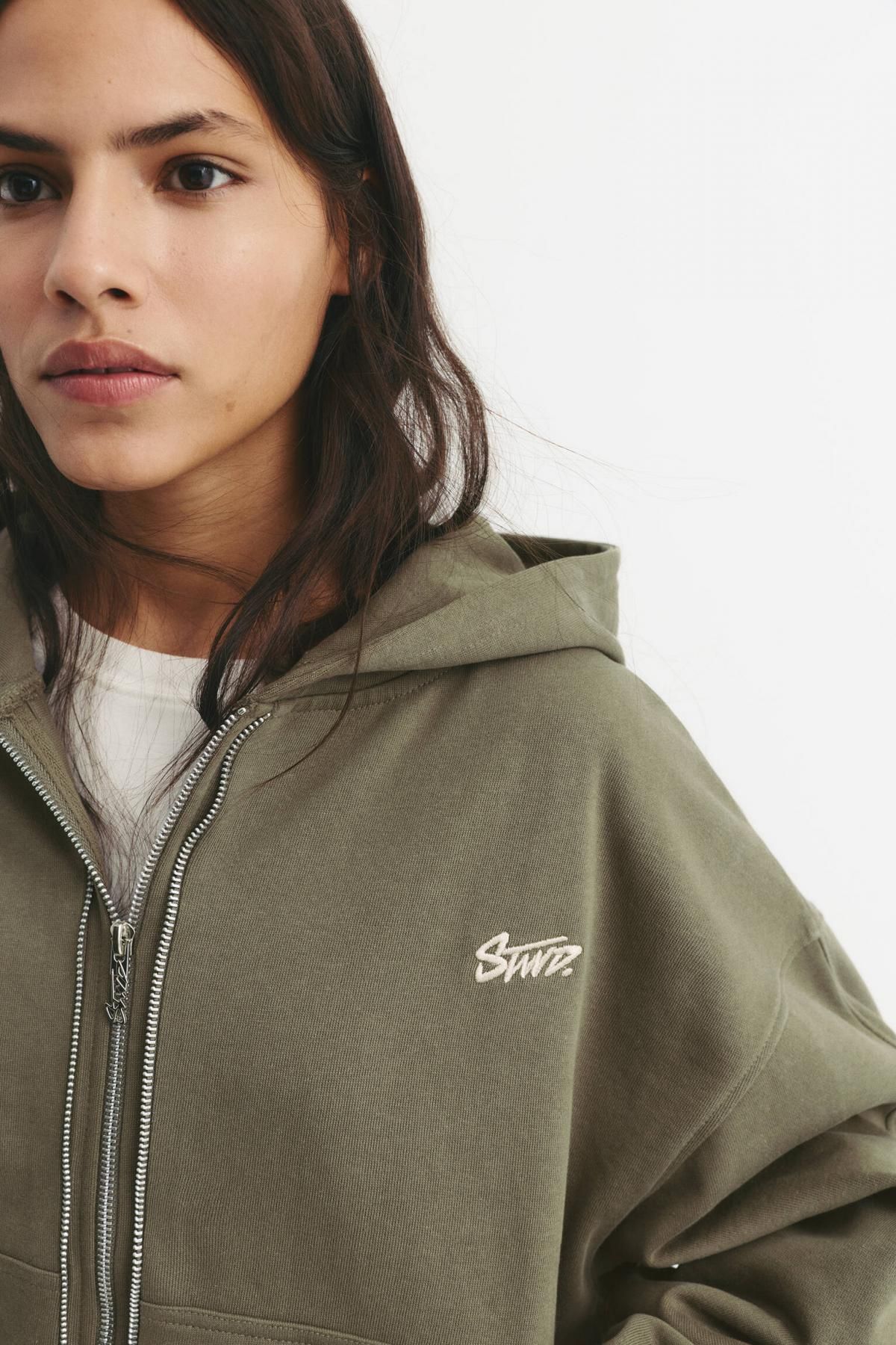 풀앤베어 베이직 코튼 더블 집업 후드티 7560/333 GREEN/GREY - 상세 이미지 5