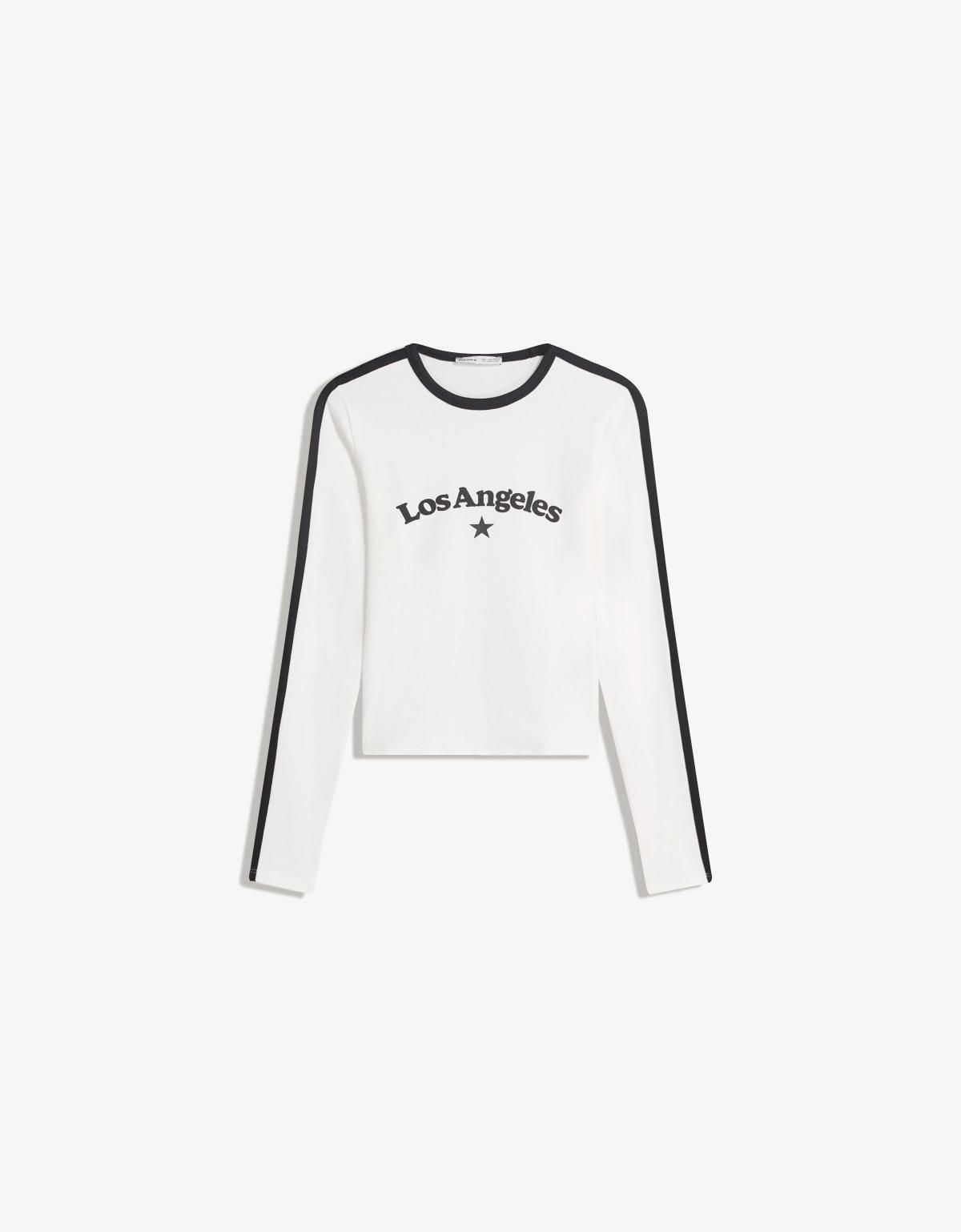 버쉬카 프린트 크롭 베이직 긴팔 티셔츠 7804/134 OFF WHITE - 상품 이미지