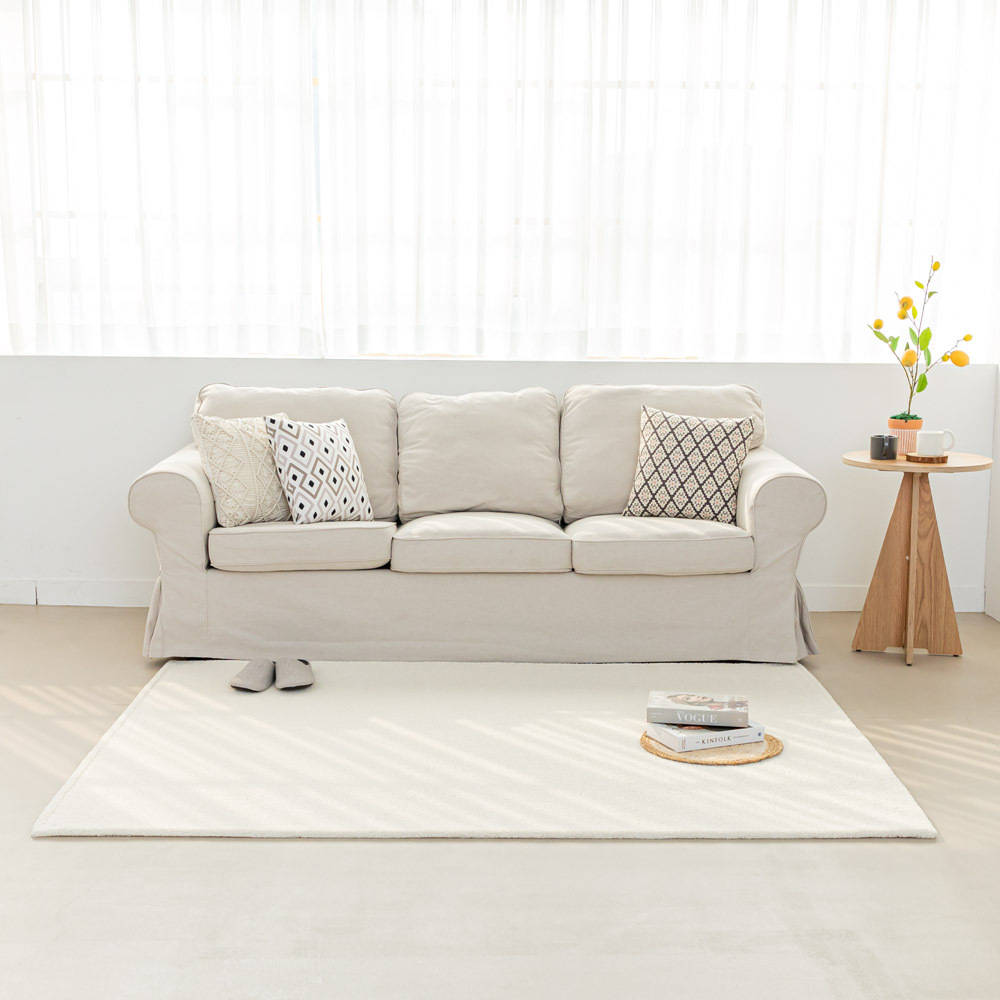 먼지없는 워셔블 장모 온감 러그 대형 거실 침실 원룸 노바 스노우화이트, 200x300
