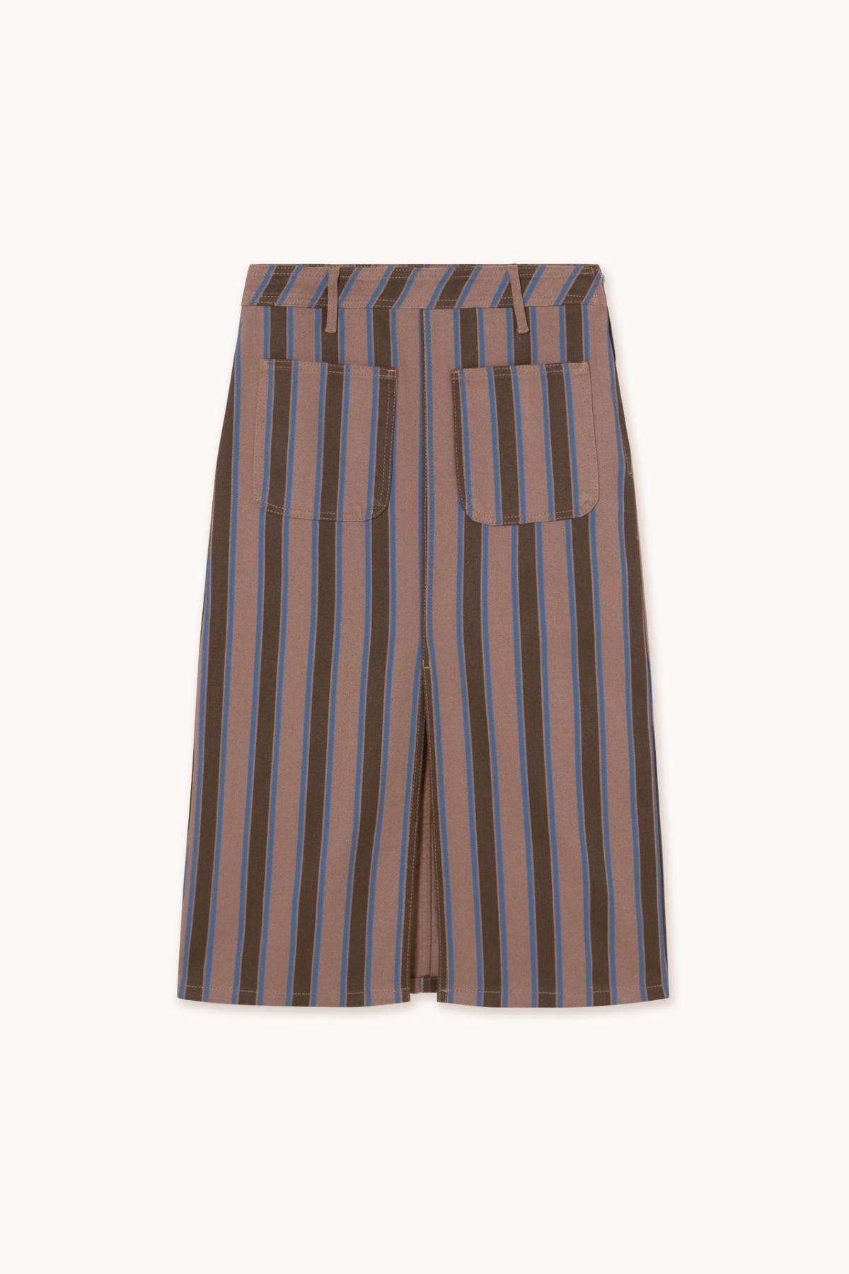 타이니코튼 모카 스트라이프 포켓 미디 스커트 AW25-647S37 ONE COLOR - 상품 이미지