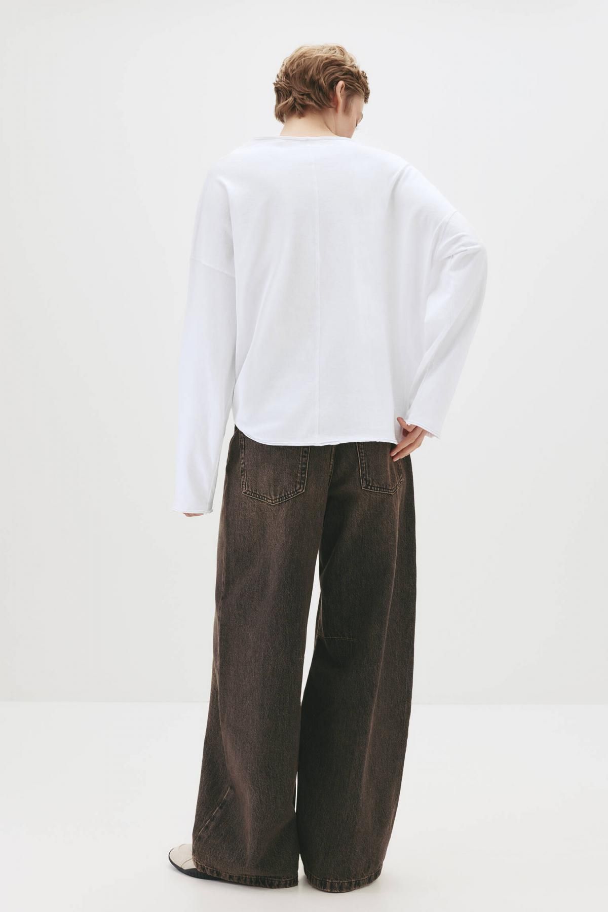 풀앤베어 오버사이즈 라운드넥 긴팔 티셔츠 7152/304 WHITE - 상세 이미지 3