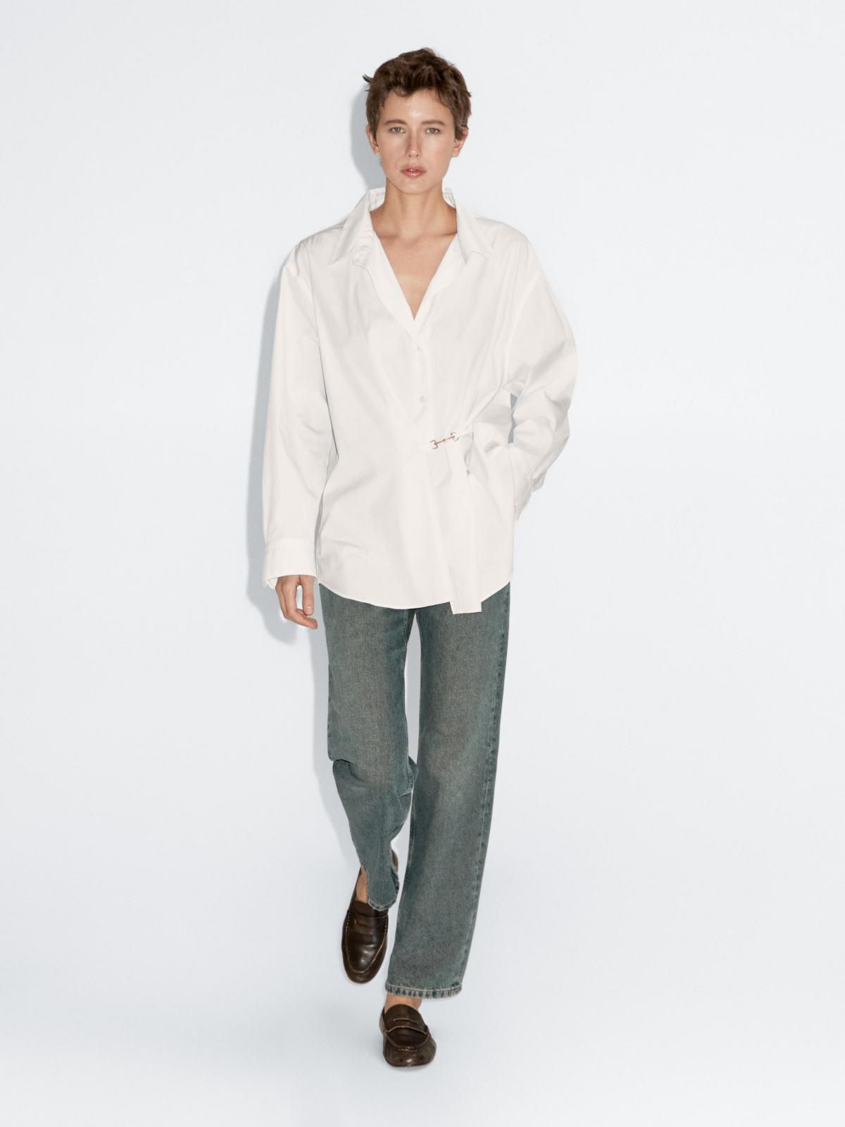 마시모두띠 메탈릭 디테일 코튼 포플린 긴팔 셔츠 5163/963 WHITE - 상세 이미지 4