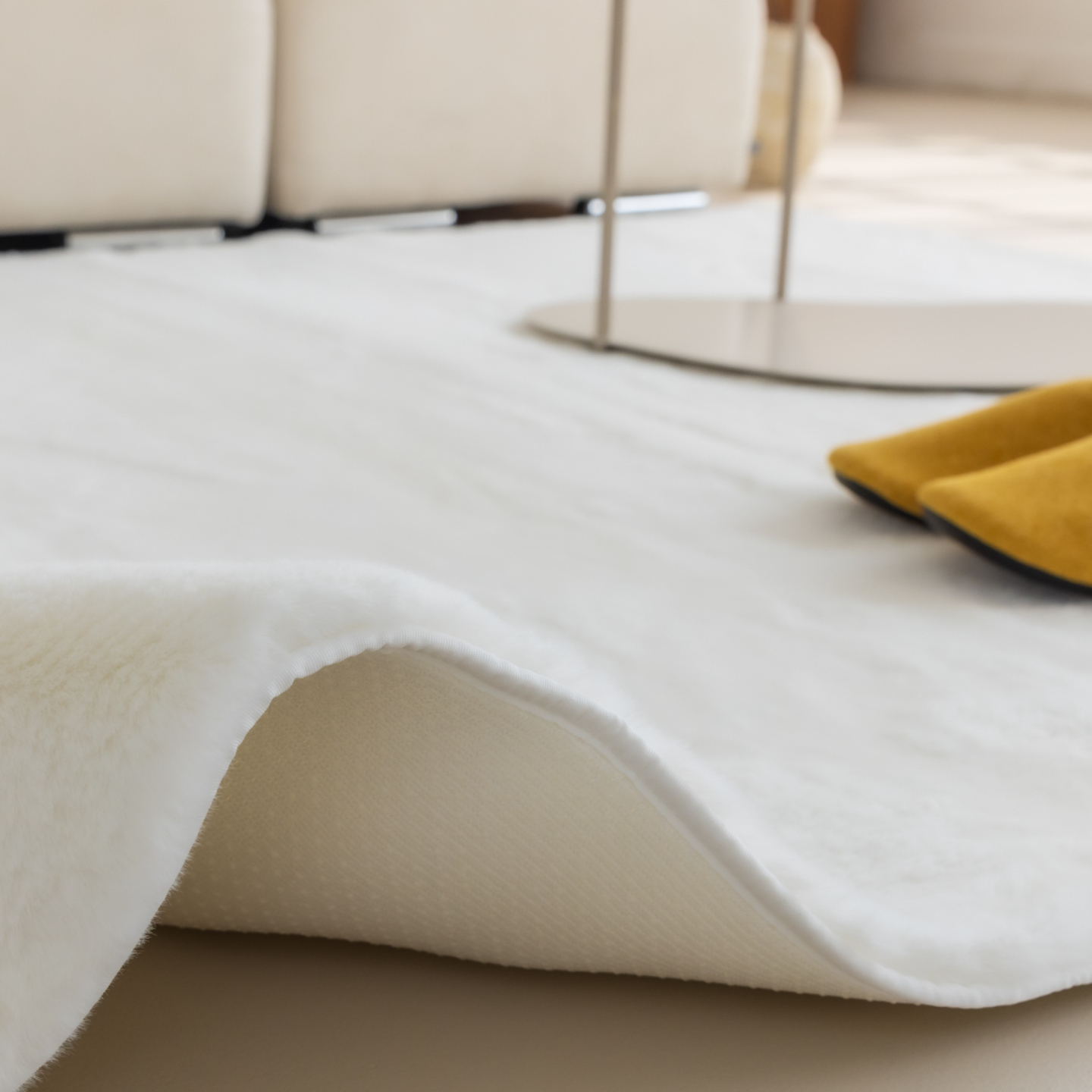 먼지없는 워셔블 장모 온감 러그 대형 거실 침실 원룸 에코퍼 화이트, 원형 200