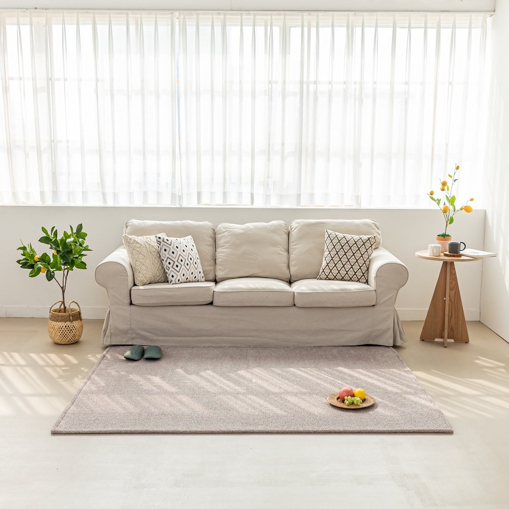 먼지없는 워셔블 장모 온감 러그 대형 거실 침실 원룸 노바 라이트그레이, 100x150