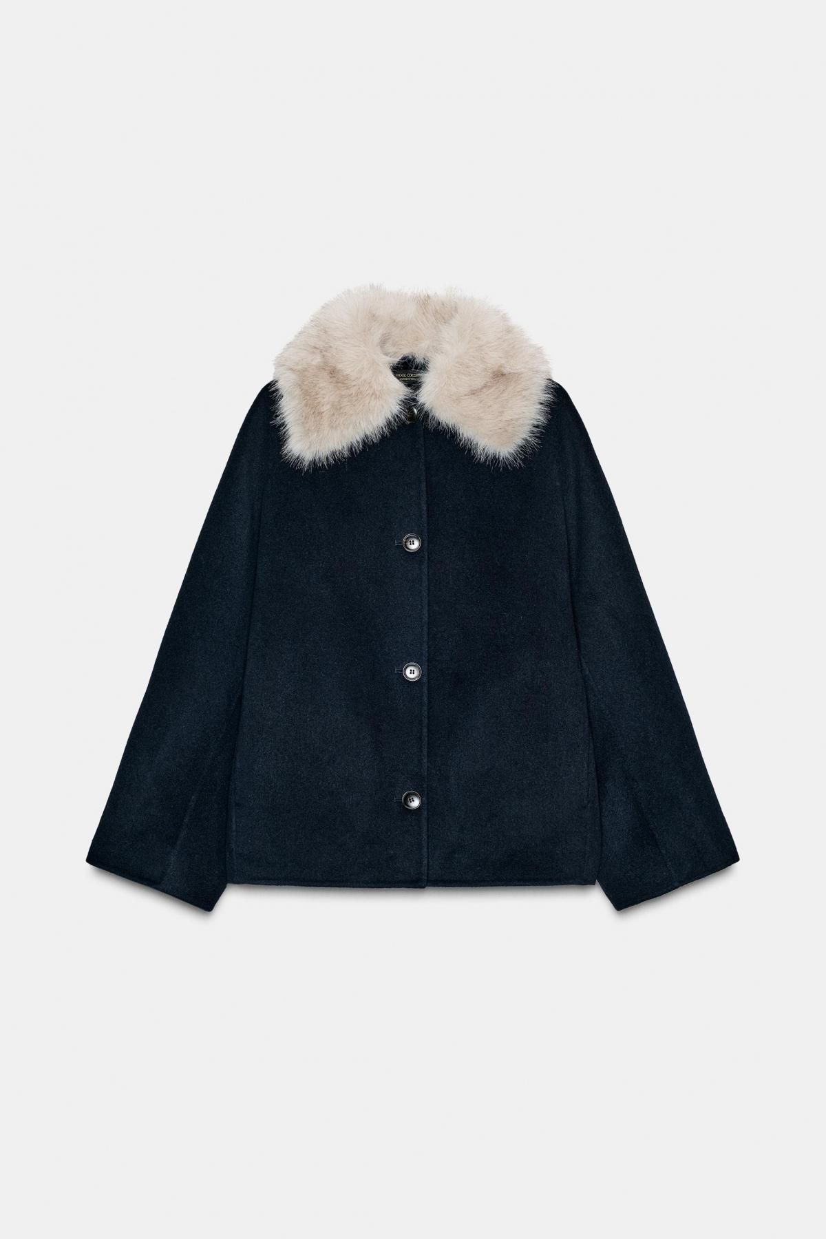 자라 울 블렌드 퍼카라 숏 재킷 7522/241 NAVY BLUE - 메인 이미지