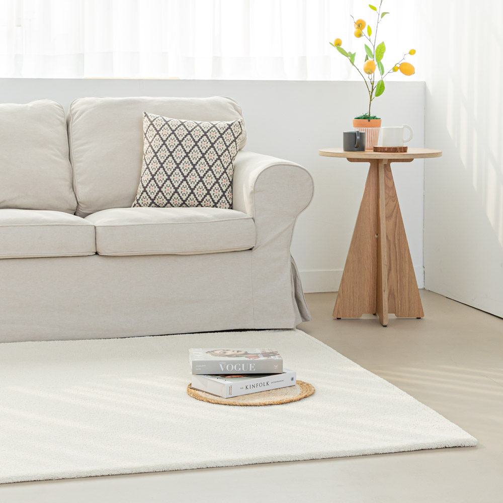 먼지없는 워셔블 장모 온감 러그 대형 거실 침실 원룸 노바 스노우화이트, 150x200