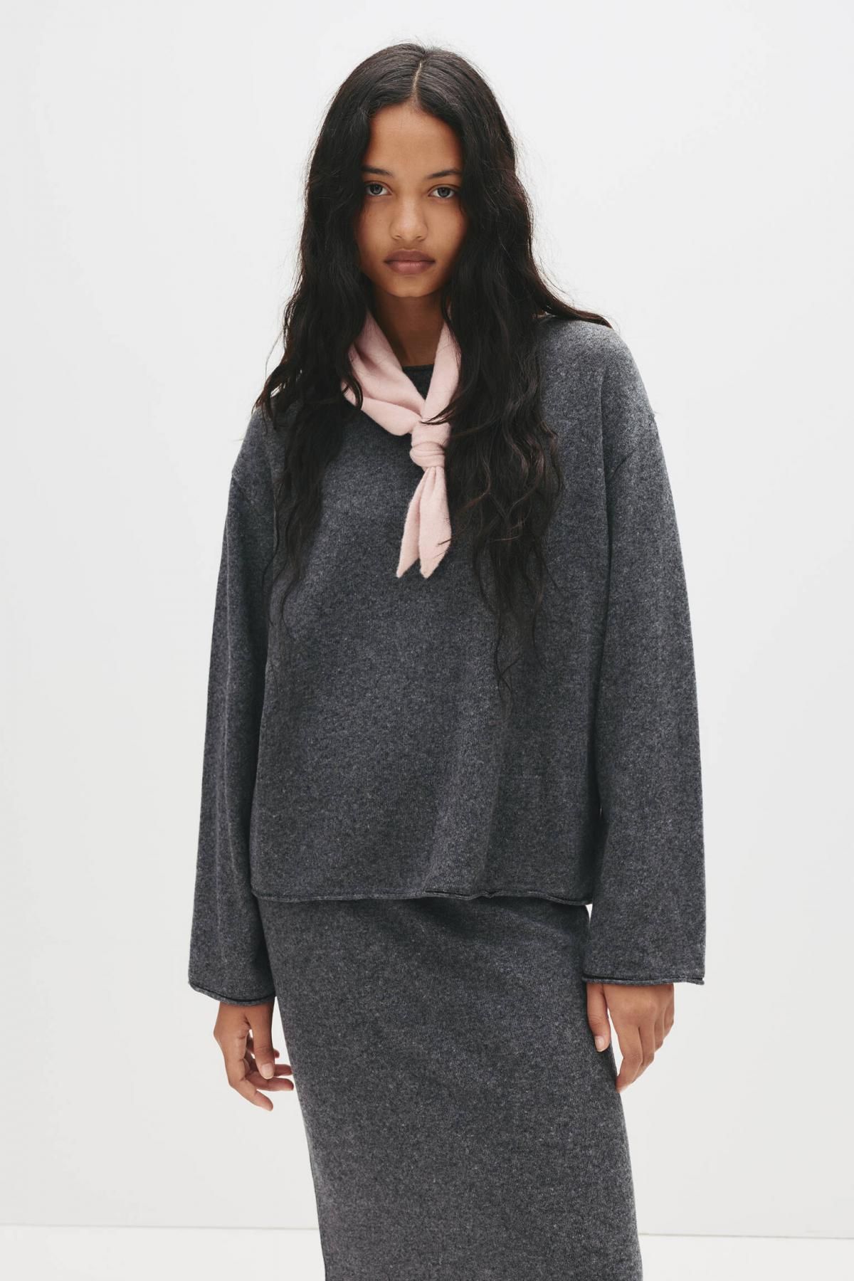 풀앤베어 소프트터치 그레이 라운드넥 긴팔 티셔츠 7151/473 MEDIUM GREY - 상세 이미지 4