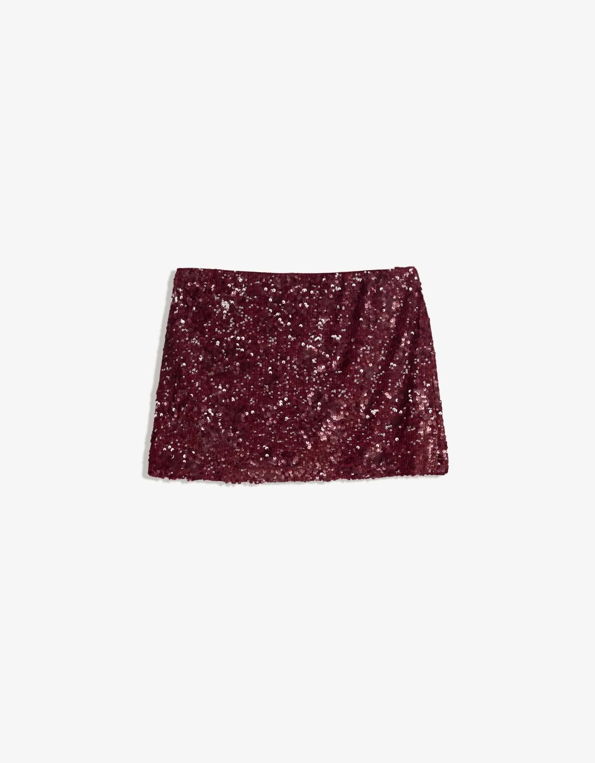 버쉬카 글리터 시퀸 미니 스커트 6091/662 BURGUNDY - 상세 이미지 5