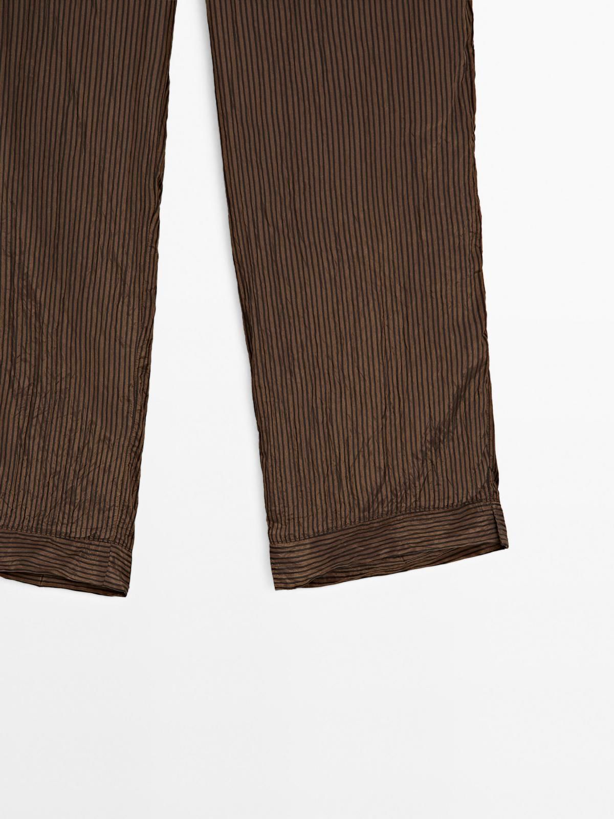 마시모두띠 와이드핏 핀스트라이프 드로스트링 팬츠 5001/849 BROWN - 상세 이미지 5