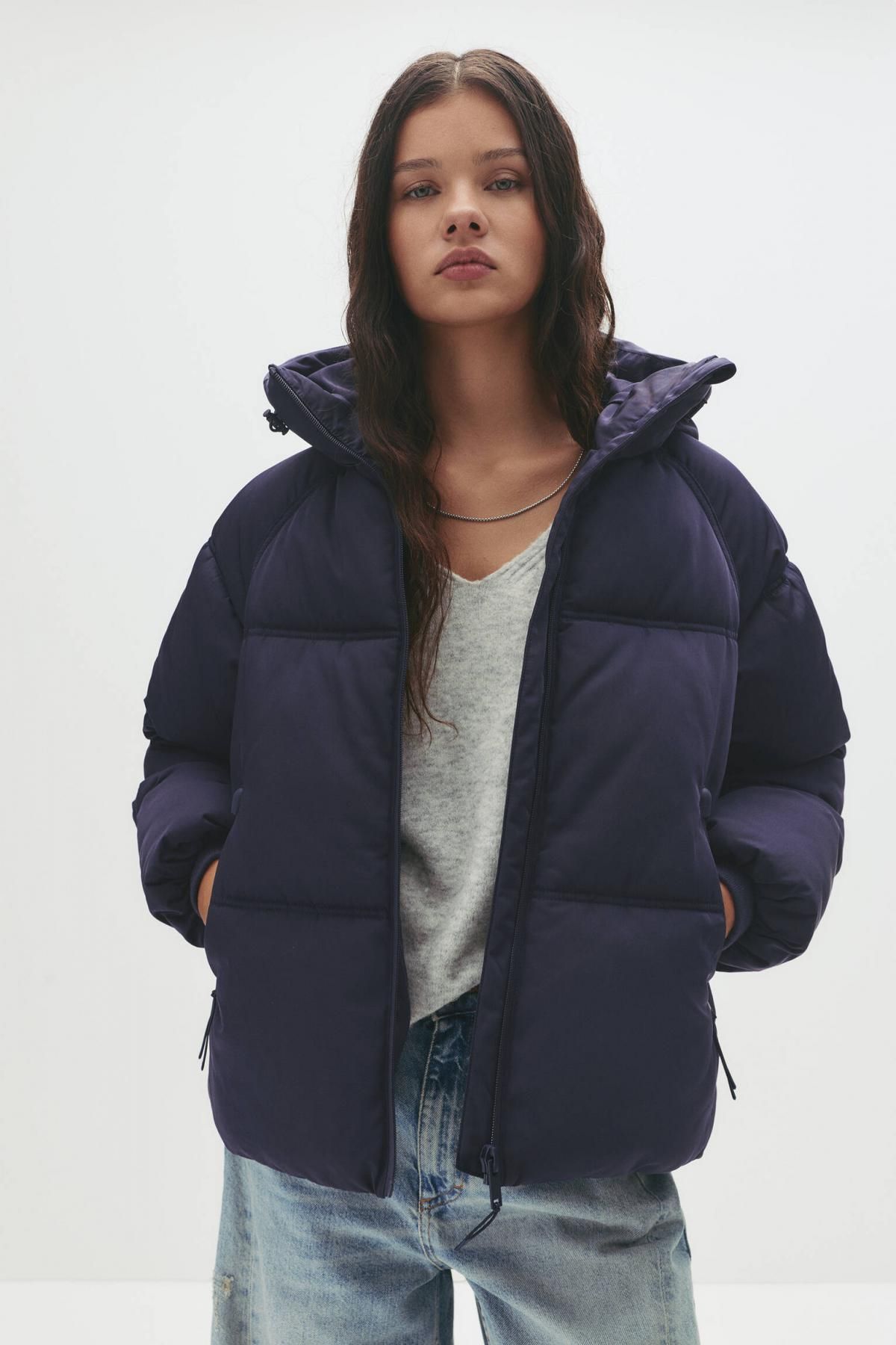 풀앤베어 테크니컬 오버핏 후드 패딩 점퍼 7701/369 NAVY - 상세 이미지 5