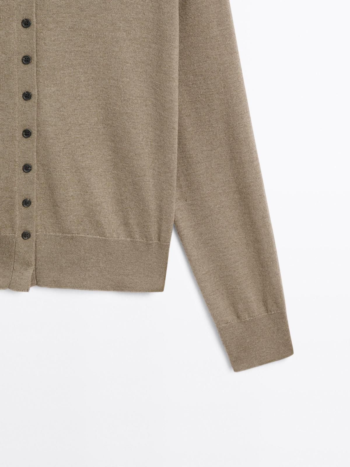 마시모두띠 브라운 하이넥 니트 울 가디건 5670/582 GREENISH - 상세 이미지 4